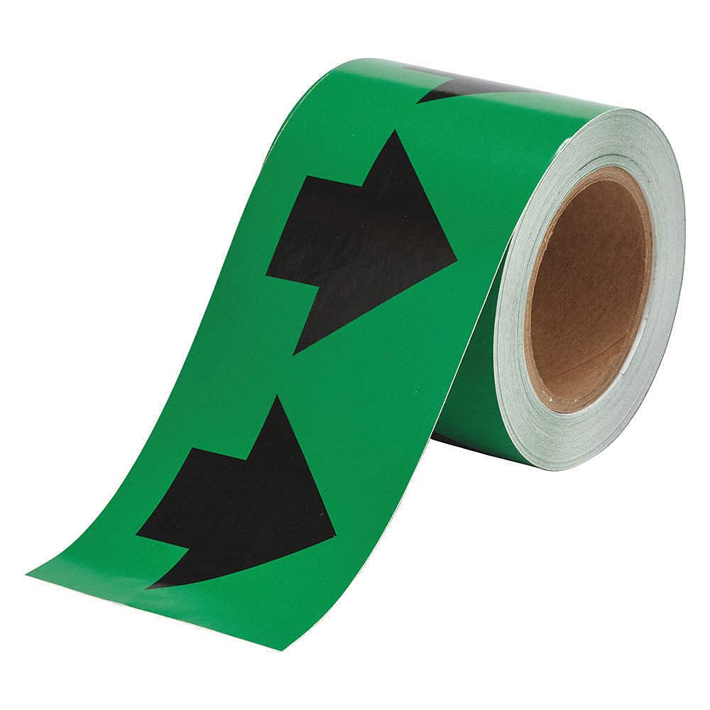Green 4-Inch Wide Arrow Tape - 90ft Roll (91408) - High Visibility Floor Marking for Warehouses, Factories & Safety Areas