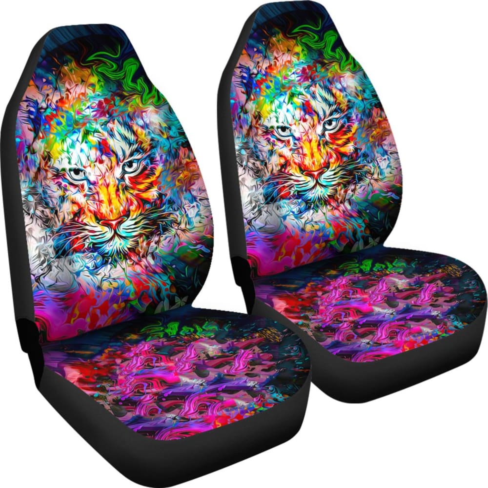 Colorful Tiger Print Car Seat Covers - Premium Wild Animal Design for Cars, SUVs & Trucks - Perfect for Adventure Lovers & Wildlife Enthusiasts
