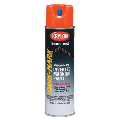 Quik-Mark™ Solvent-Based Fluorescent Red Orange Inverted Marking Paint - 12 Pack for Construction, Road Marking & Safety Visibility