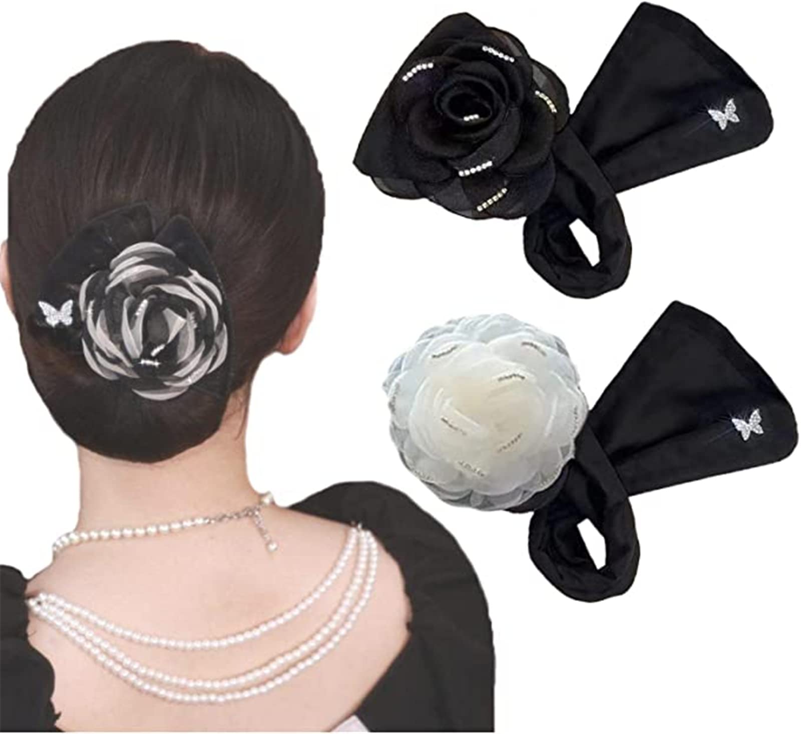 Aphro Exquisite Big Flower Hair Bun - Handmade Floral Twist Bun Maker, Elegant Lazy Hair Curler for Women & Girls (2PCS) | Perfect for Weddings, Parties & Everyday Hairstyles