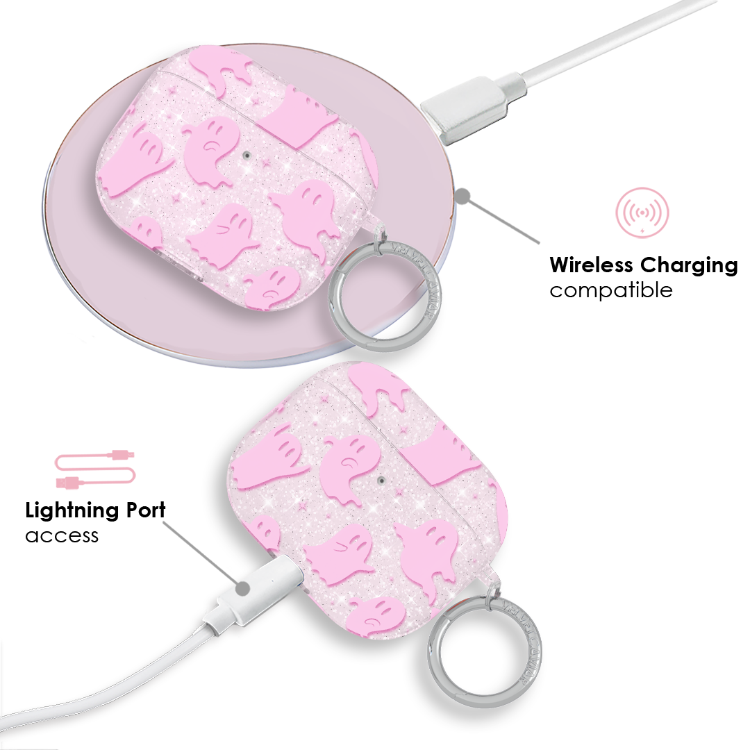 Pink Glitter AirPod Case with Ghosted Design - Trendy Protective Cover for Apple AirPods 1/2/3 & Pro - Perfect for Everyday Use, Gifts & Fashion Accessories