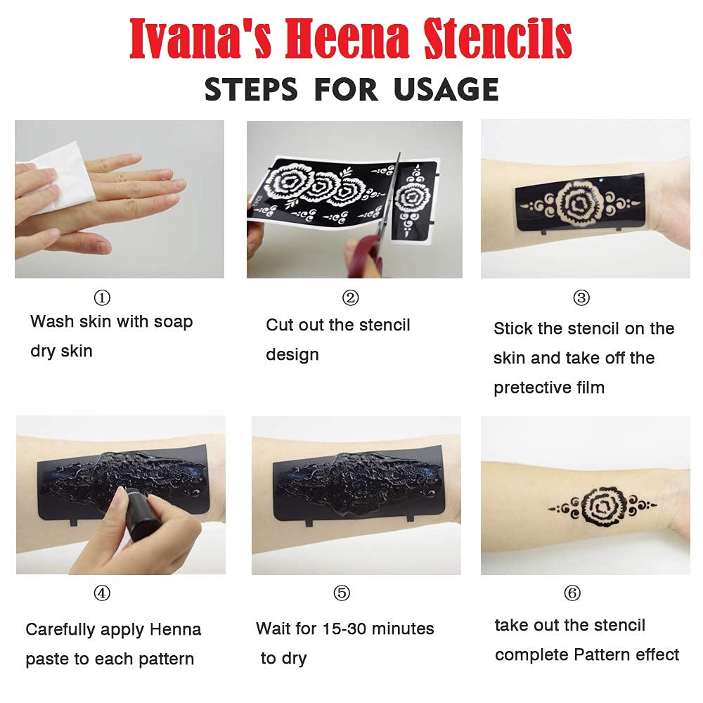 Premium Henna Tattoo Stencil Kit - DIY Temporary Tattoo Set with Full Hand Designs for Women, Girls & Kids | Perfect for Parties, Weddings & Festivals | PRH-47