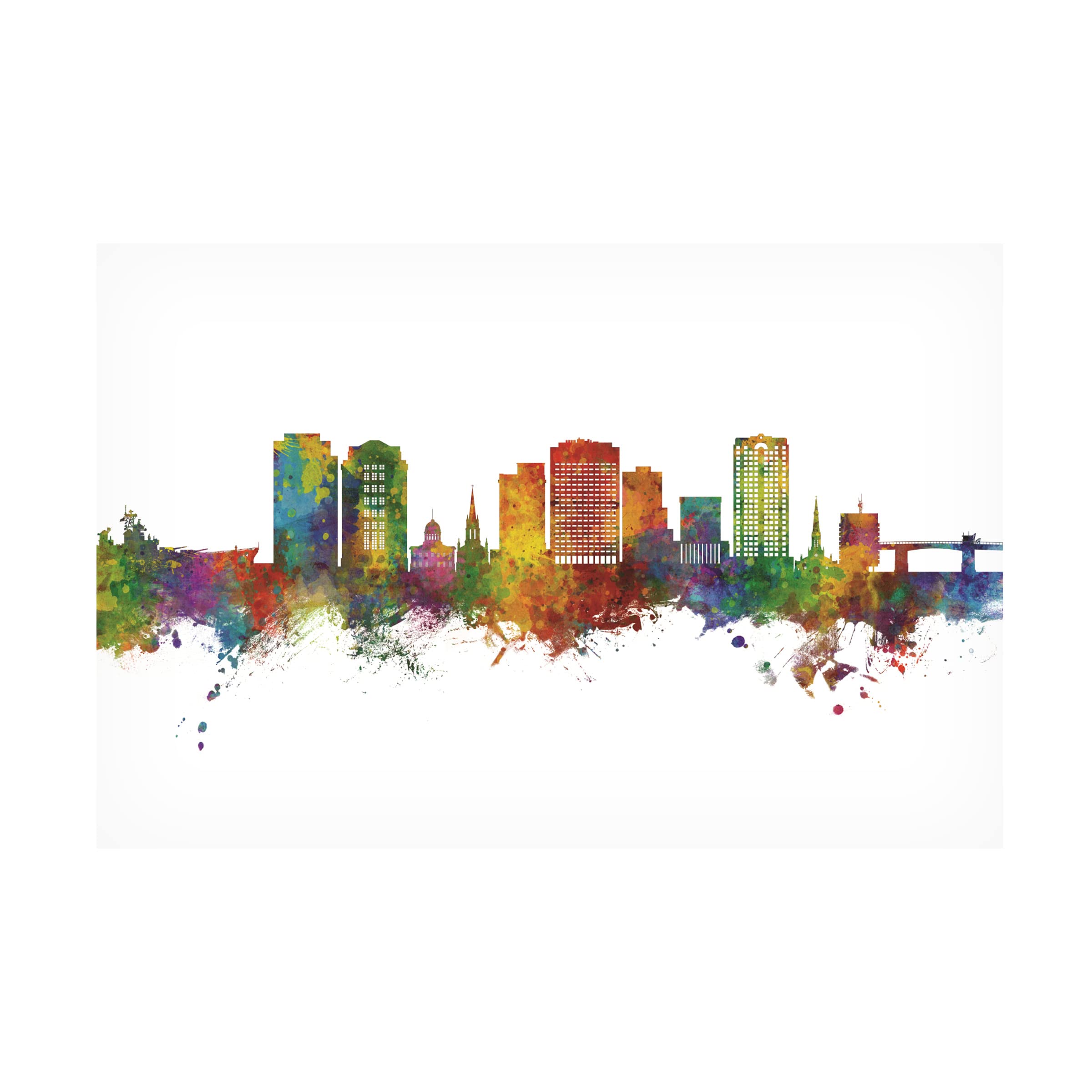 Michael Tompsett Norfolk Virginia Skyline Canvas Art Print - Modern Cityscape Wall Decor for Living Room, Bedroom & Office - Trademark Fine Art Collection