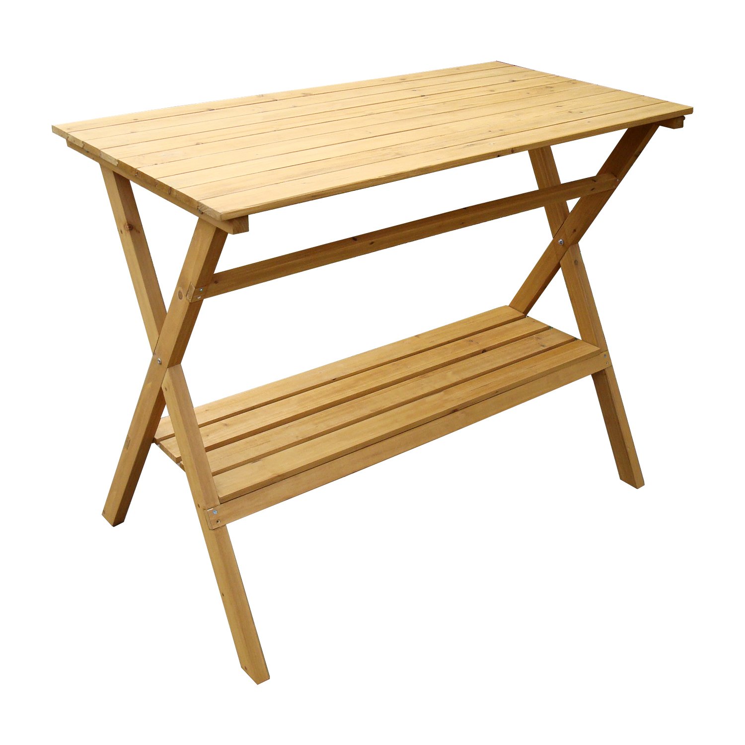 White Fir Wood Potting Bench & Console Table - Durable Garden Workstation & Entryway Furniture for Planting, Gardening & Home Decor