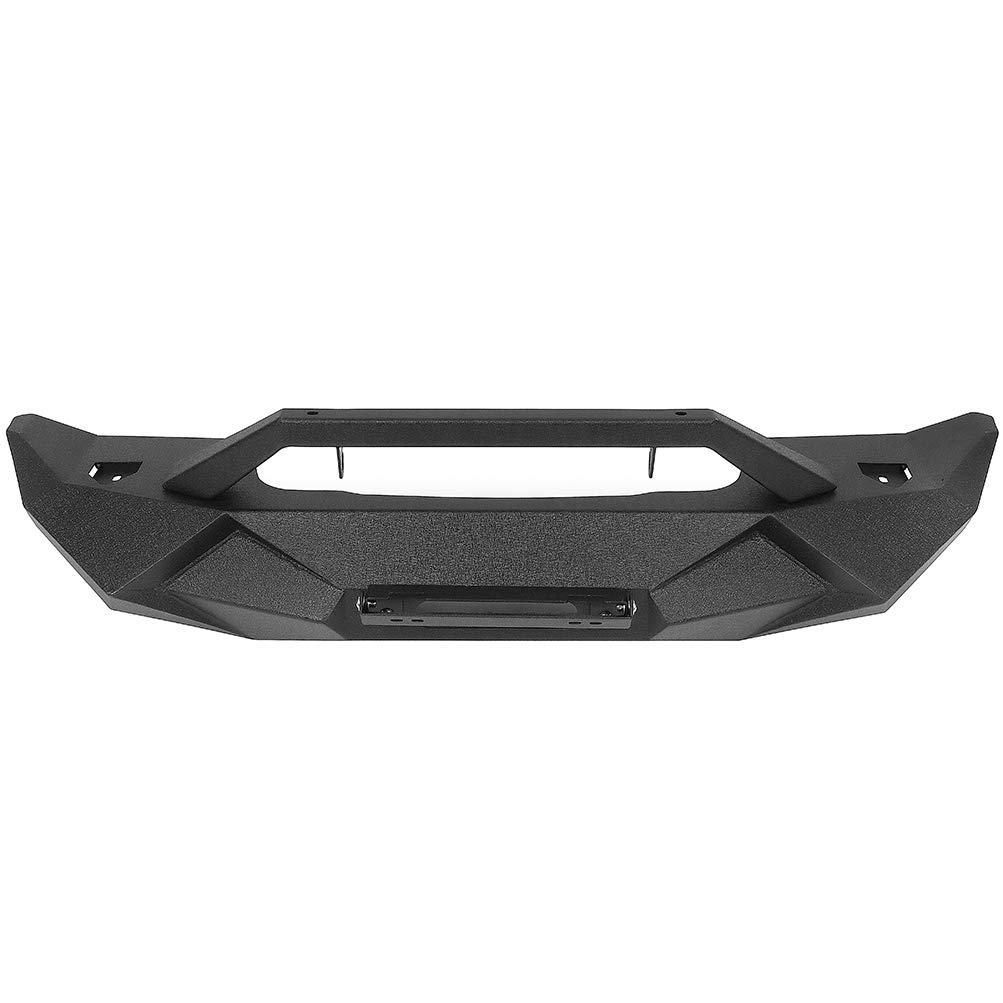 2007-2018 Jeep Wrangler JK Heavy Duty Steel Front Bumper with Winch Plate - Textured Black Off-Road Bumper for Enhanced Protection & Adventure | Perfect for Rock Crawling, Trail Riding & Off-Road Excursions