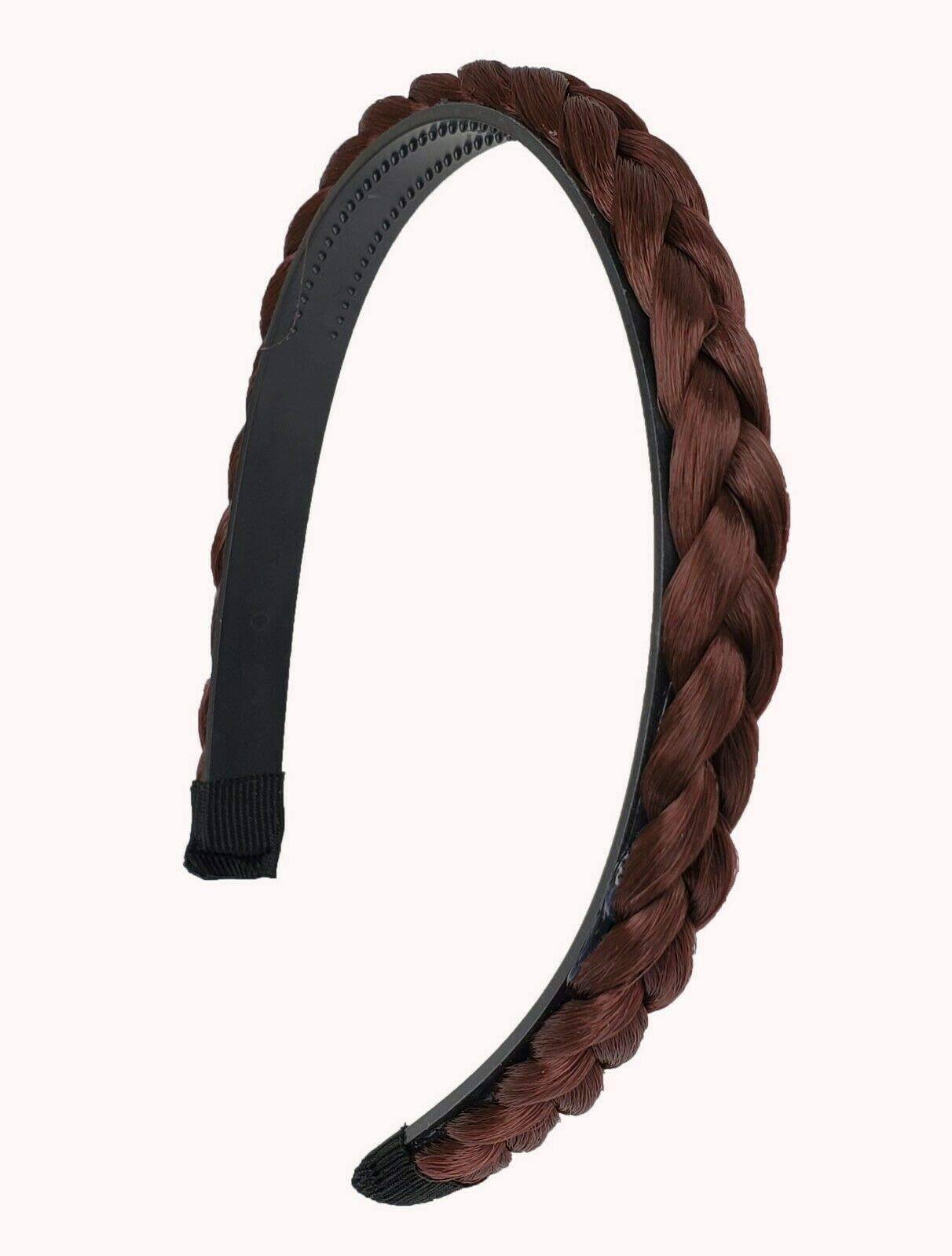 BAKEFY Braided Headband for Women & Girls - Synthetic Hair Plaited Headband with Teeth, Black | Perfect for Workouts, Yoga, and Everyday Styling