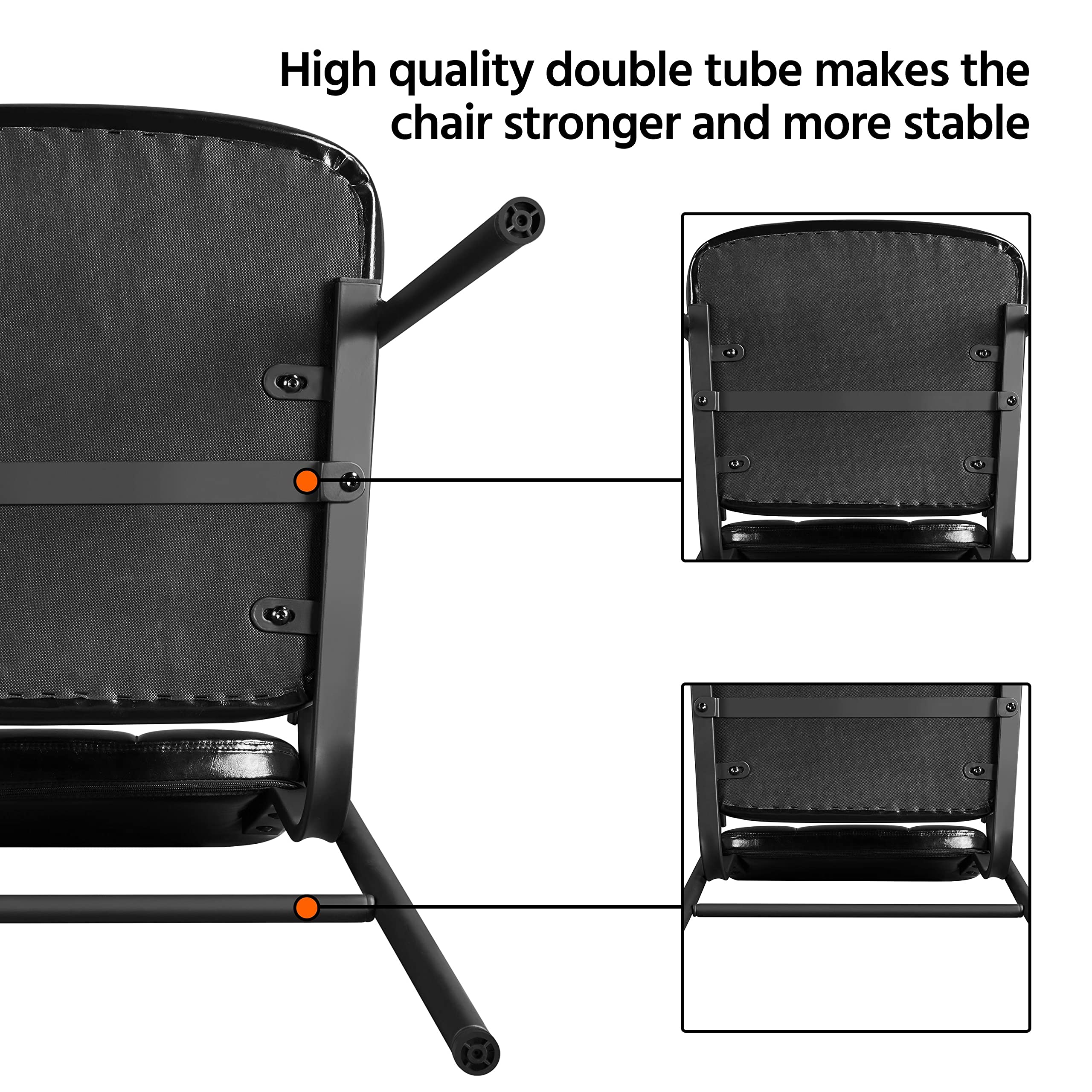 Yaheetech 4-Piece Black Leather Office Reception Chairs Set - Executive Guest Chairs with Ergonomic Design & Upholstered Lumbar Support for Waiting Room, Conference Room, or Home Office