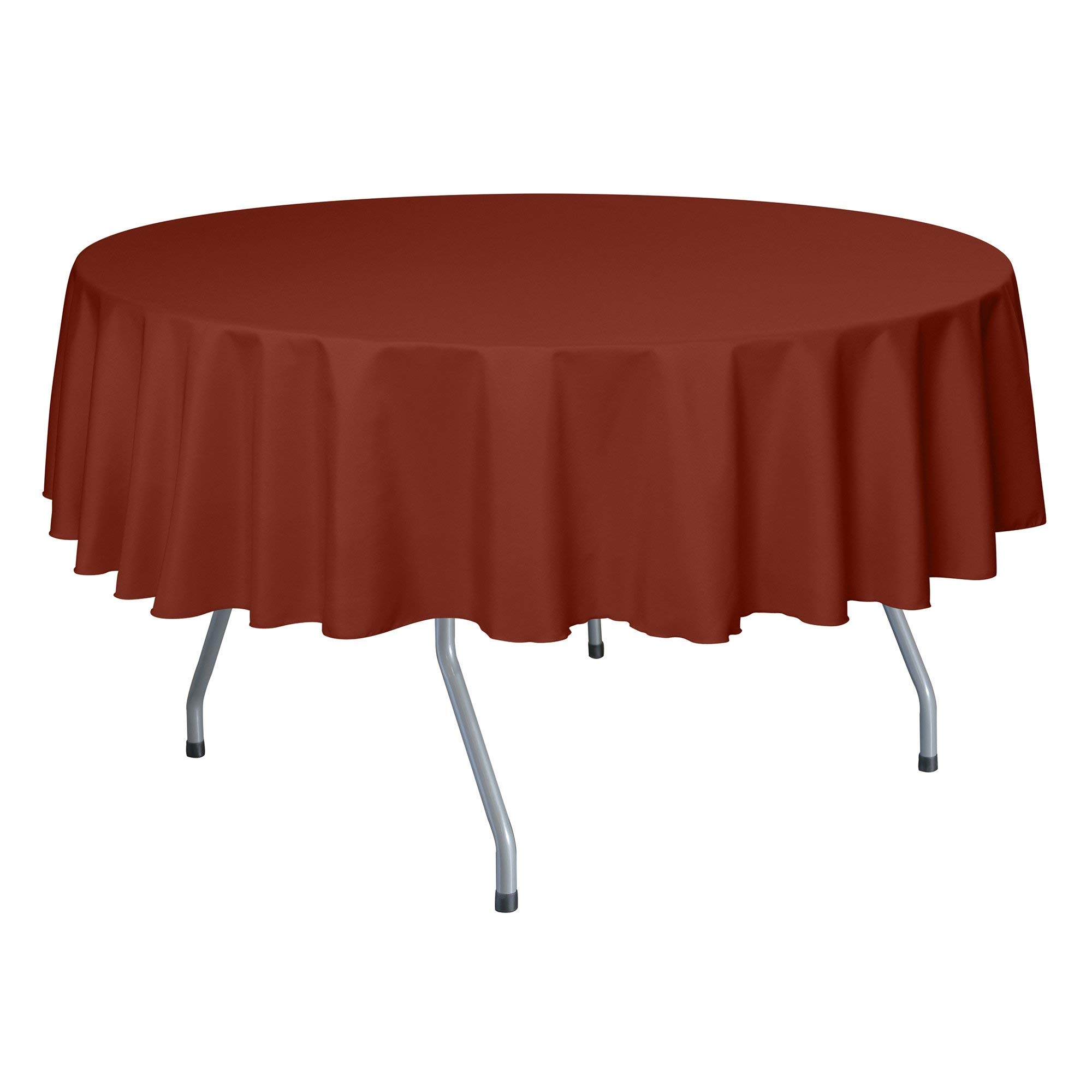 10-Pack 60-Inch Round Polyester Tablecloths - Wrinkle & Stain Resistant Linen-Like Fabric for Dining Tables, Parties, Weddings (Burnt Orange) - Fits Tables Under 60