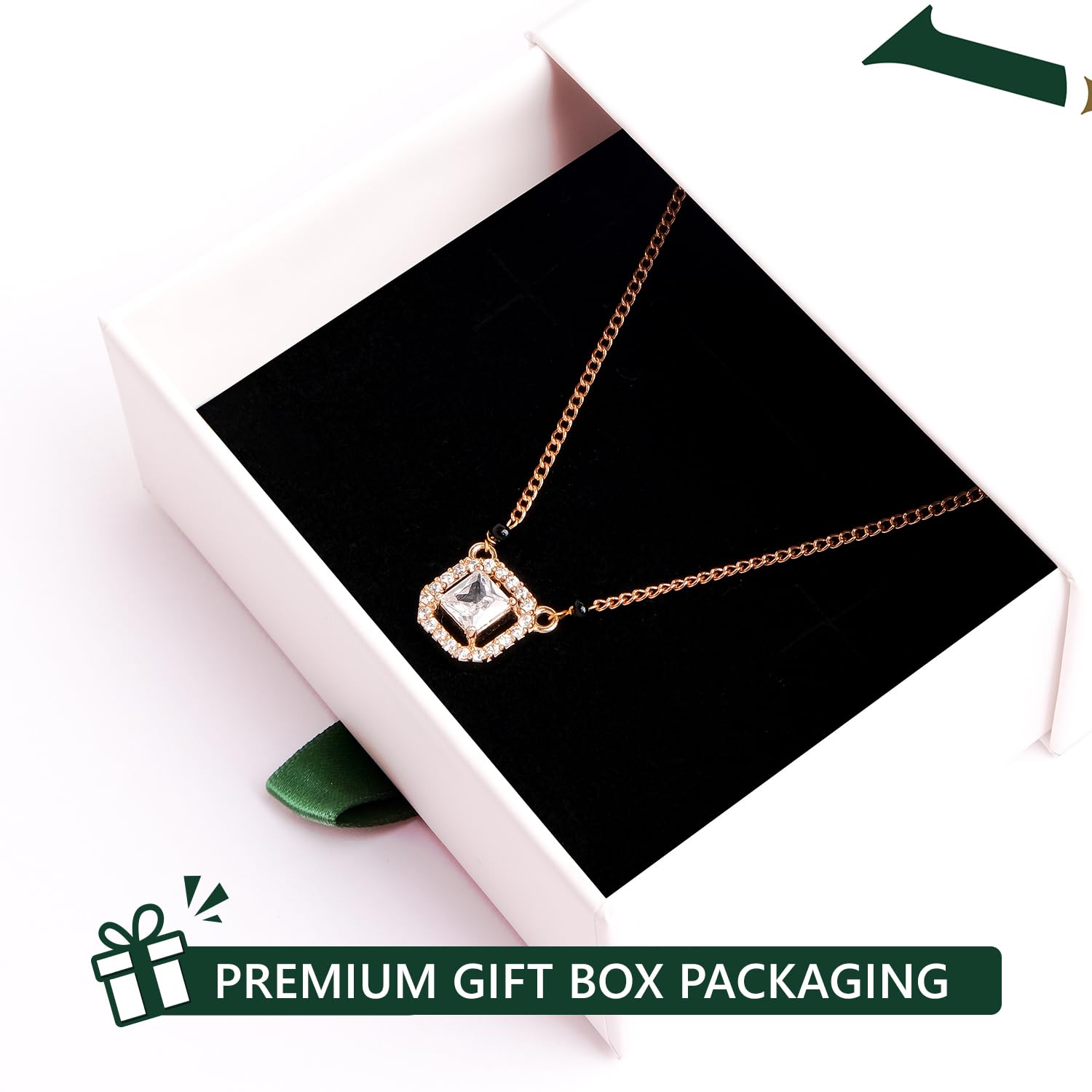 Luxury XPNSV Jewelry AD Pendant Gift Set for Women & Girls - American Diamond Mangalsutra with Traditional Black Beads | 9 Elegant Designs | Perfect for Diwali, Weddings, Anniversaries & Special Occasions