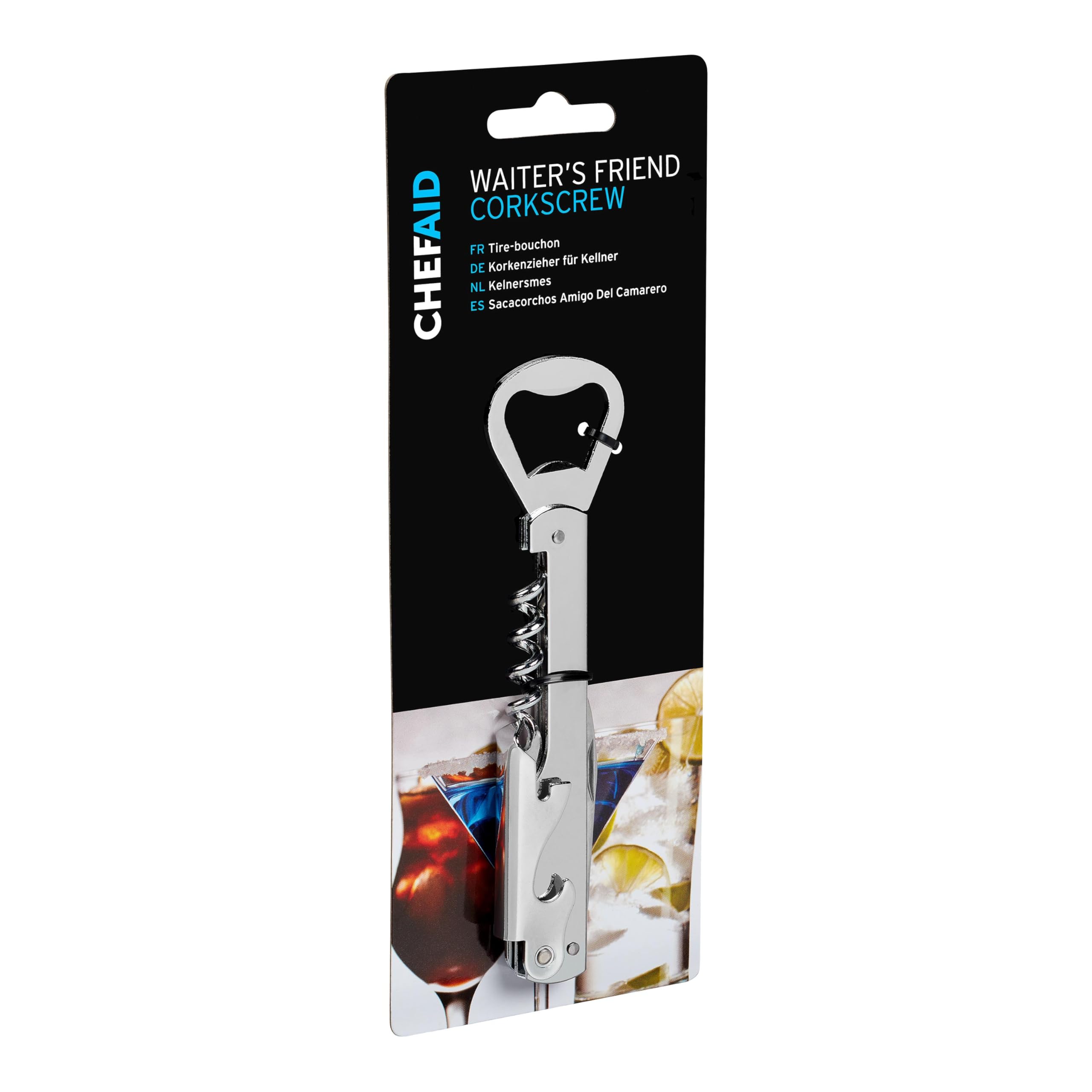 Premium Waiter's Friend Corkscrew - Multi-Functional Bar Tool for Opening Wine & Beer Bottles Easily | Dishwasher Safe | Perfect for Home Bars, Restaurants & Wine Enthusiasts
