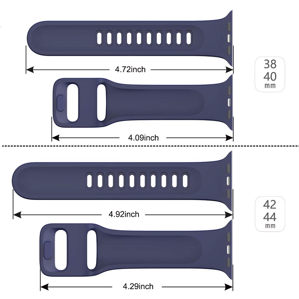 Premium Soft Silicone Sport Bands for Apple Watch 38mm 40mm 41mm 42mm 44mm 45mm - Comfortable Replacement Strap Compatible with iWatch SE & Series 7/6/5/4/3/2/1 - Perfect for Workouts, Running & Daily Wear (Midnight Blue, 42/44mm)