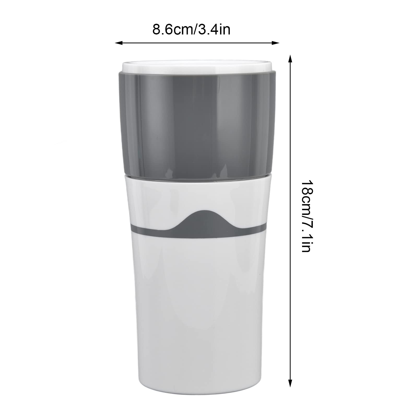 Portable Drip Coffee Maker for Travel & Camping - Compact K Cup Coffee Machine with Reusable Capsules, Lightweight & Easy to Use - Perfect for Outdoor Adventures, Office, Road Trips (Grey & White)