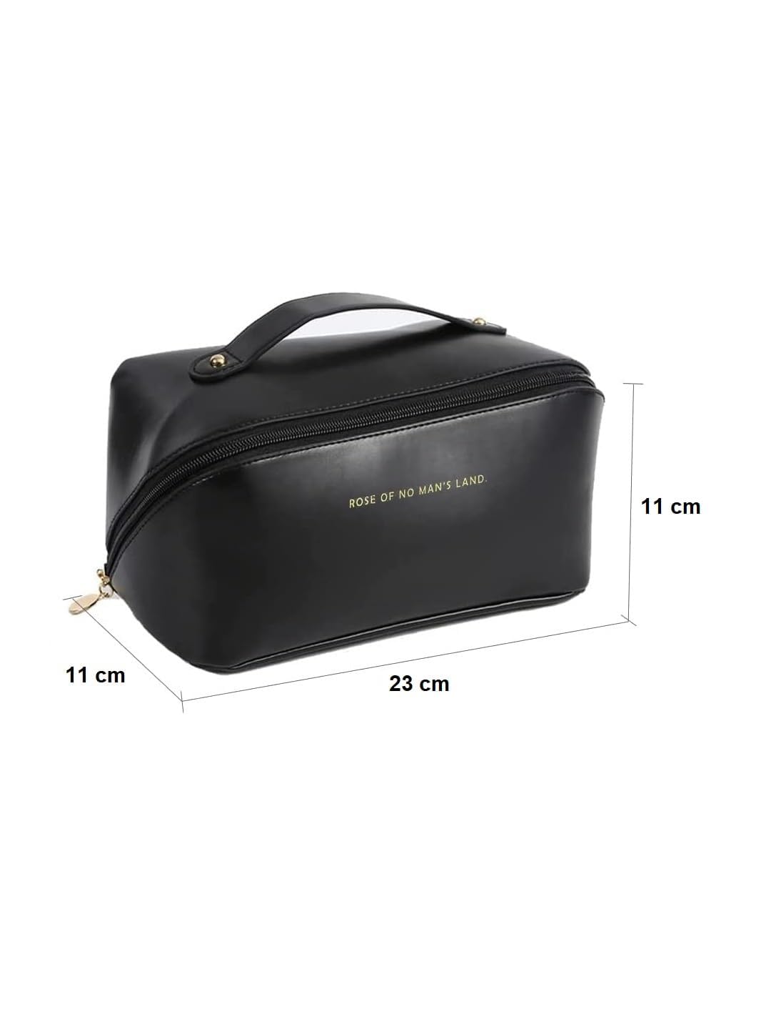 Premium PU Leather Handcuffs Cosmetic Bag - Large Waterproof Makeup Organizer with Zipper for Travel & Toiletry Storage | Stylish Black Makeup Pouch for Women | Perfect for Gym, Vacation & Daily Use
