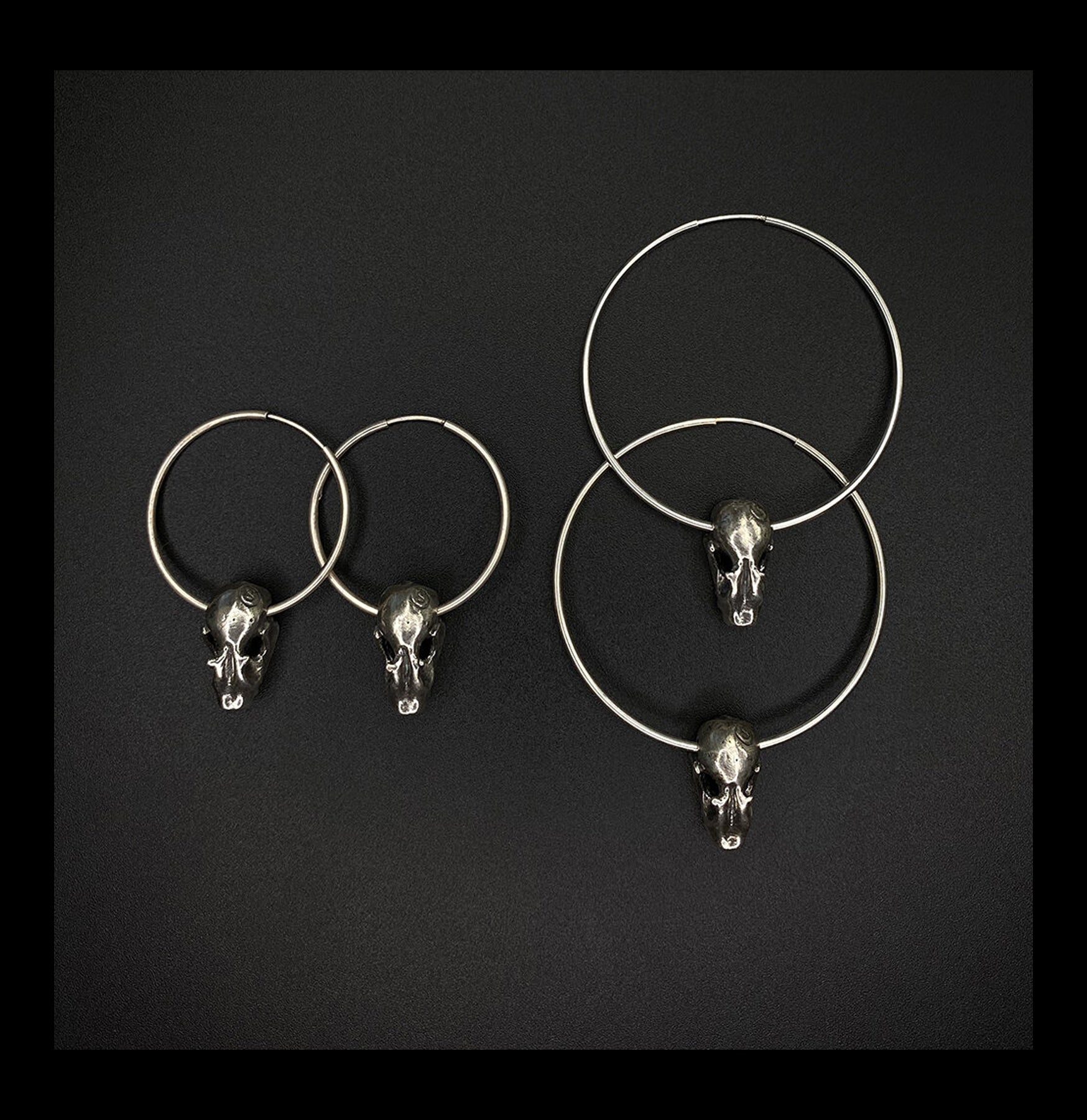 Sterling Silver Bat Skull Hoop Earrings for Women - Gothic Punk Jewelry - Perfect for Halloween, Cosplay & Alternative Fashion