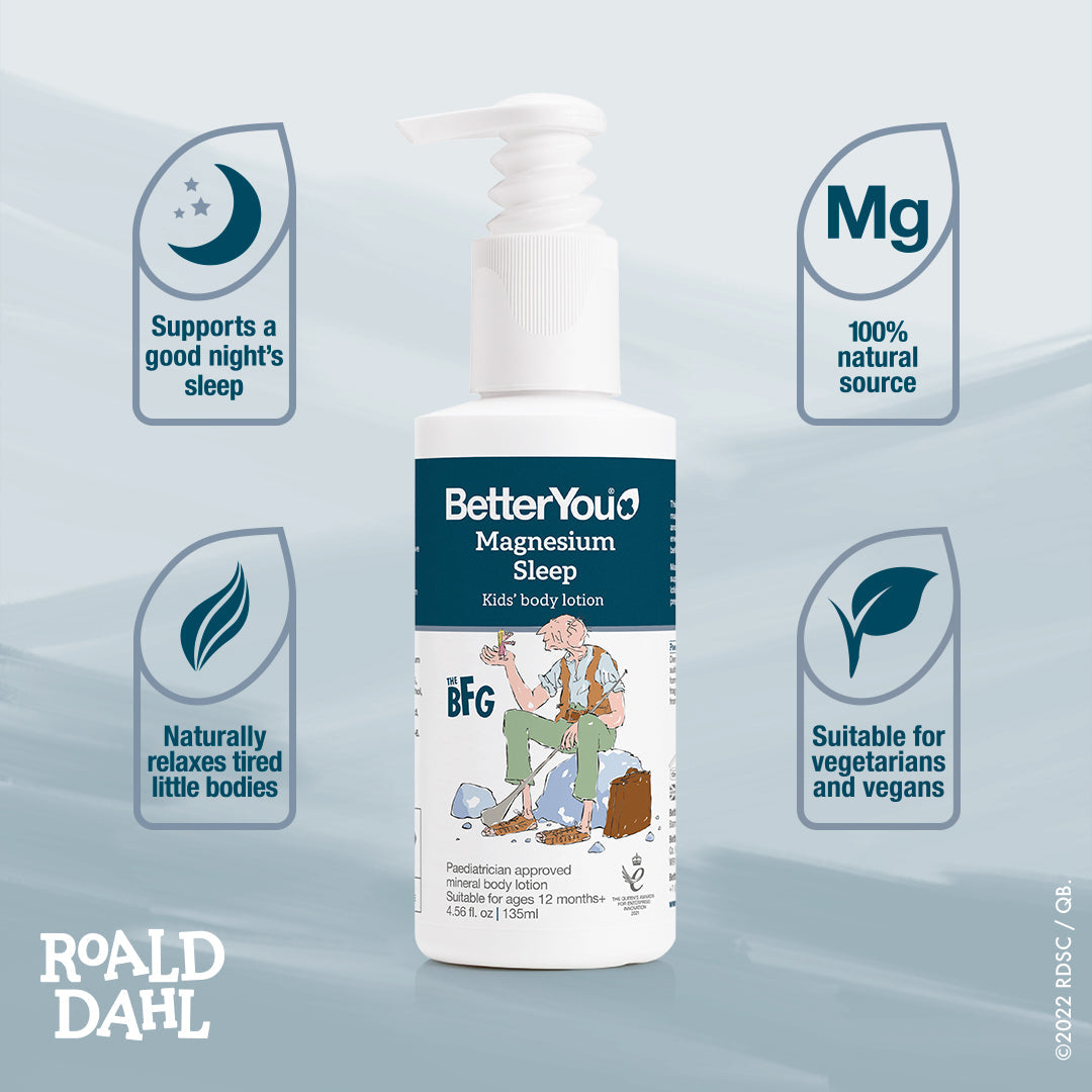 BetterYou Magnesium Sleep Mineral Lotion Junior 135ml - Natural Sleep Aid for Kids, Calming Bedtime Lotion with Magnesium for Relaxation & Better Sleep | Perfect for Nighttime Routine & Stress Relief
