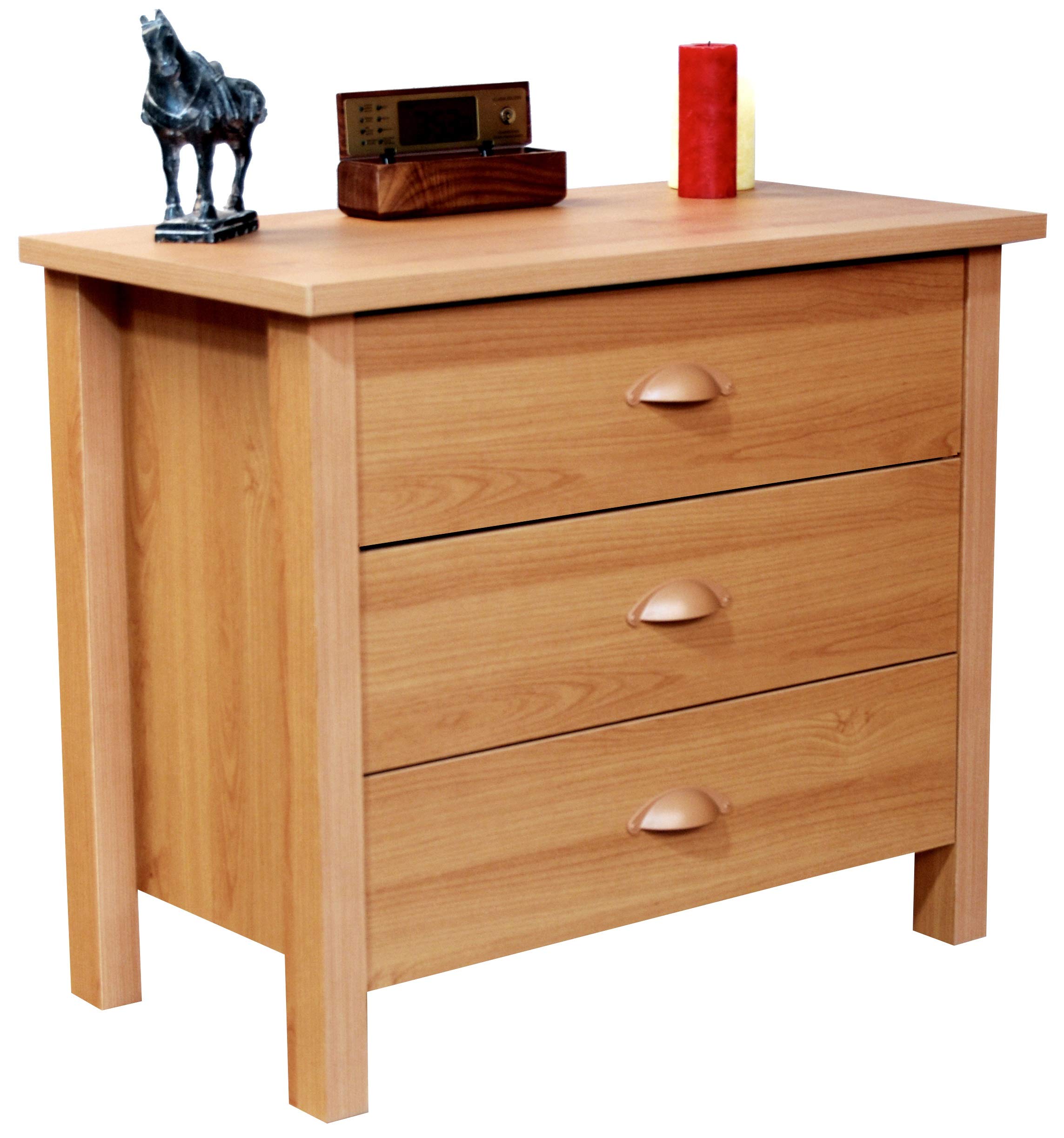 Venture Horizon 3 Drawer Nouvelle Chest - Solid Oak Wood Dresser for Bedroom, Living Room & Office Storage