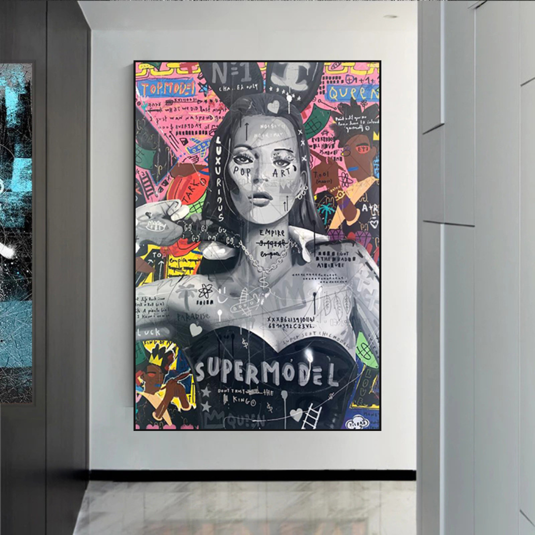 Banksy Kate Moss Graffiti Canvas Wall Art Print - Urban Street Art Decor for Living Room, Bedroom & Office