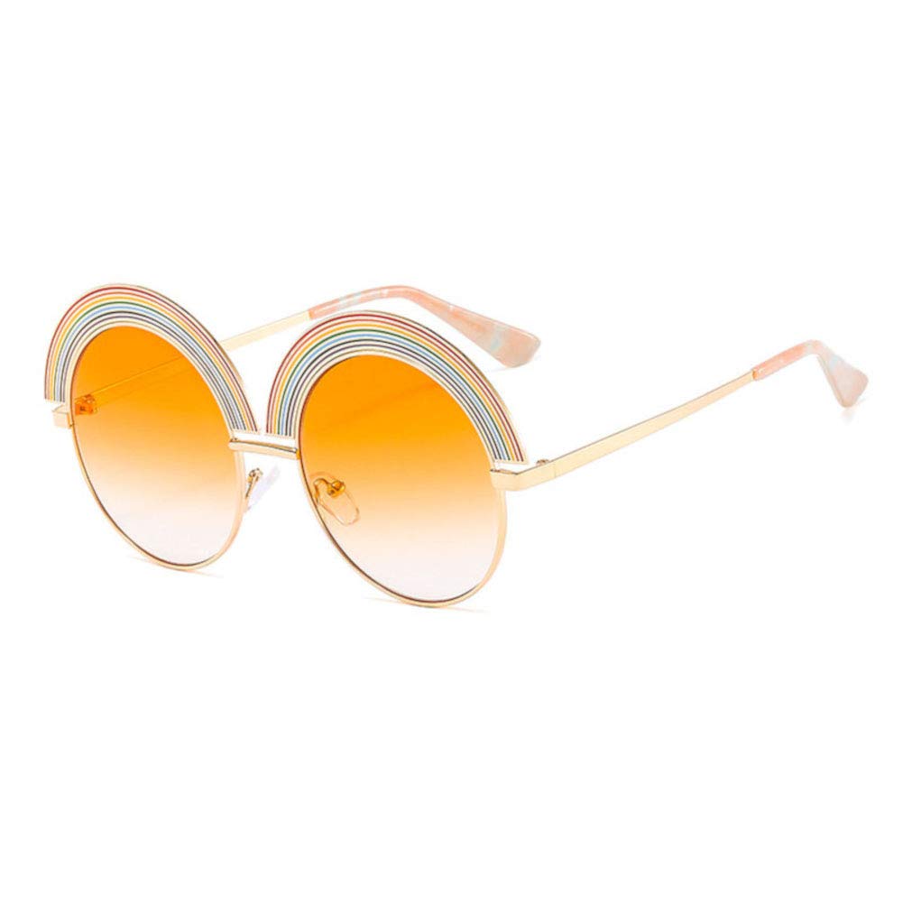 Fashionable Rainbow Oval Metal Frame Sunglasses with Colored Lenses - Perfect for Beach, Driving & Outdoor Activities