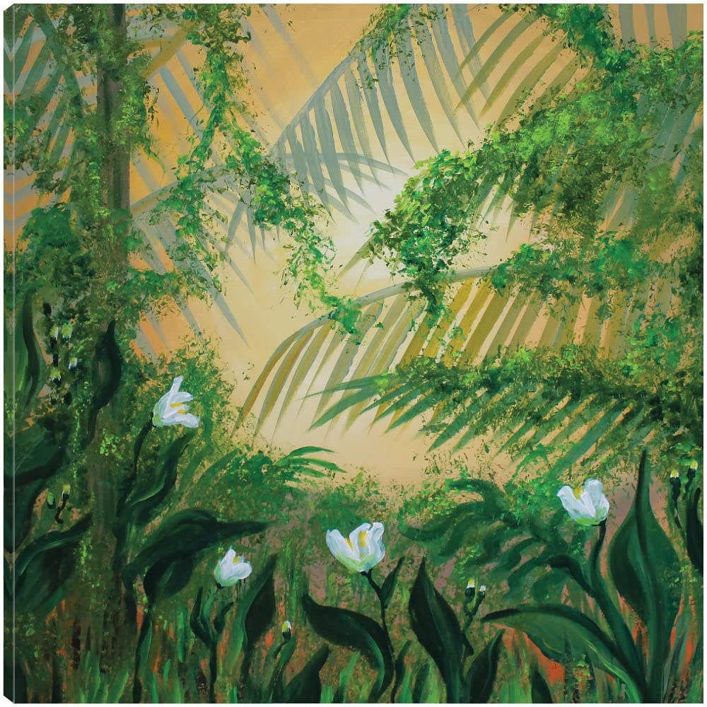 Forest Foliage Canvas Wall Art Print by Sandra Francis - 22x22 Inch Ready to Hang Nature Painting for Living Room, Bedroom, Office Decor - Perfect for Home, Office & Commercial Spaces