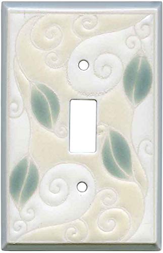 Decorative Trailing Vine Ceramic Light Switch Cover - 1 Toggle Size Wall Plate for Home & Office Decor - Perfect for Living Room, Bedroom, Bathroom, and Kitchen