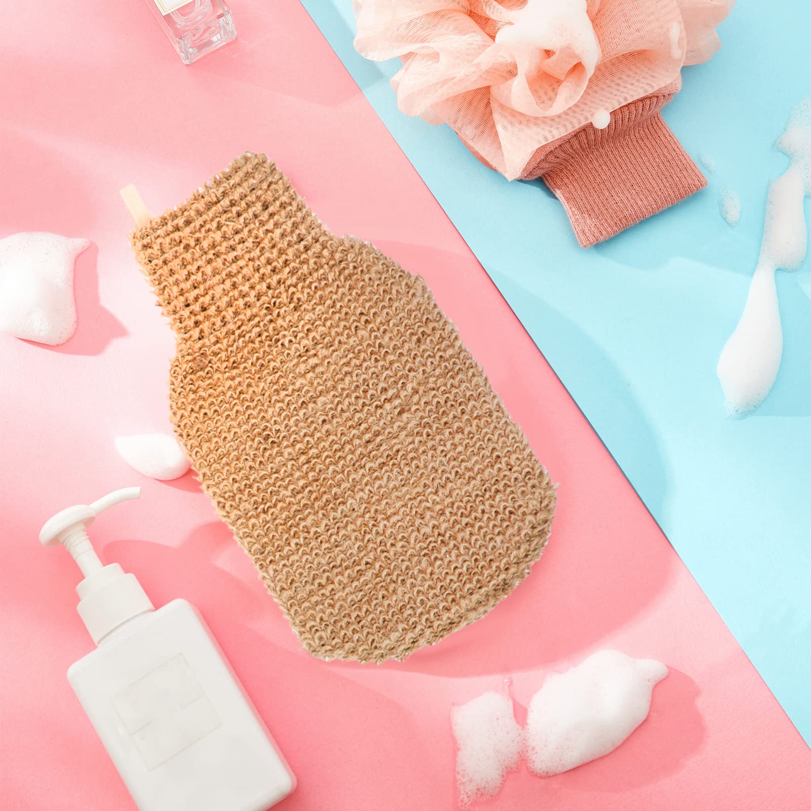 EXCLUZO Exfoliating Bath Gloves & Washcloth Set - Body Scrubber Mitts & Long Bath Towel for Dead Skin Cell Removal - Spa & Shower Essentials for Smooth Skin - Perfect for Home Spa, Self-Care & Gift Giving