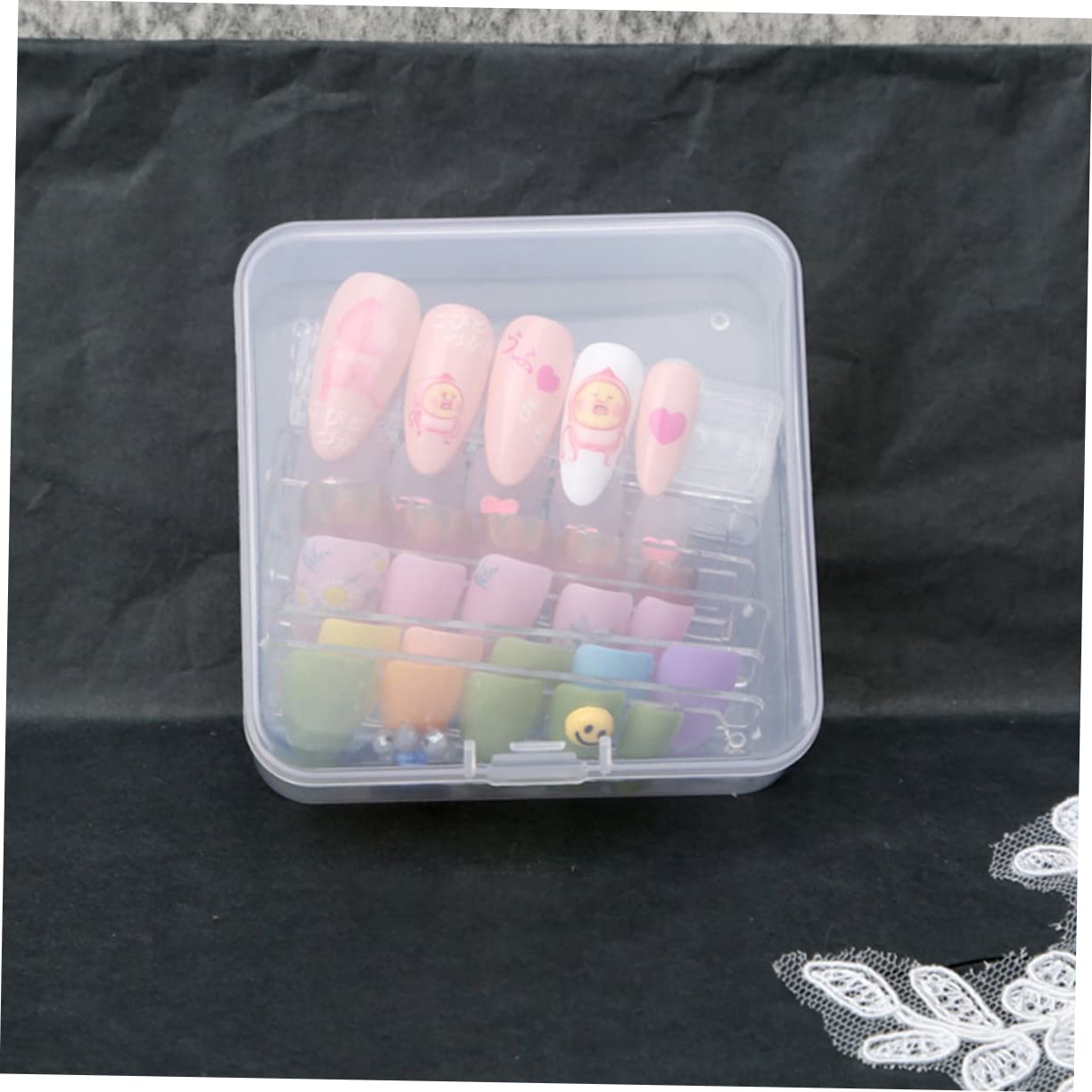 LALAFINA 2 Sets Empty Nail Tips Container - Nail Art Display Stand & Fake Nails Storage Case - Keep Artificial Nails Organized & Accessible - Perfect for Salon, Home Manicure & Nail Art Enthusiasts
