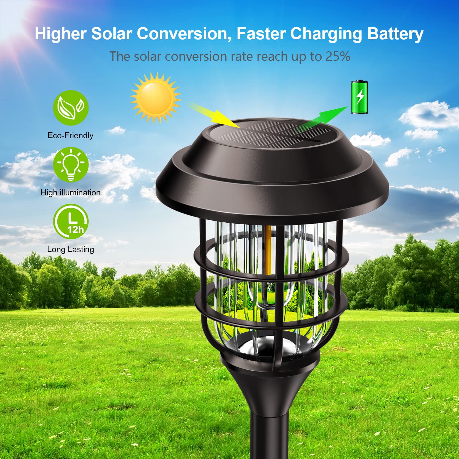 LETMY 8 Pack Solar Pathway Lights Outdoor, IP65 Waterproof Solar Garden Lights with Auto On/Off - Bright Solar Powered Landscape Lighting for Yard, Patio, Walkway, Driveway | Perfect for Garden Decor, Backyard Illumination & Nighttime Safety