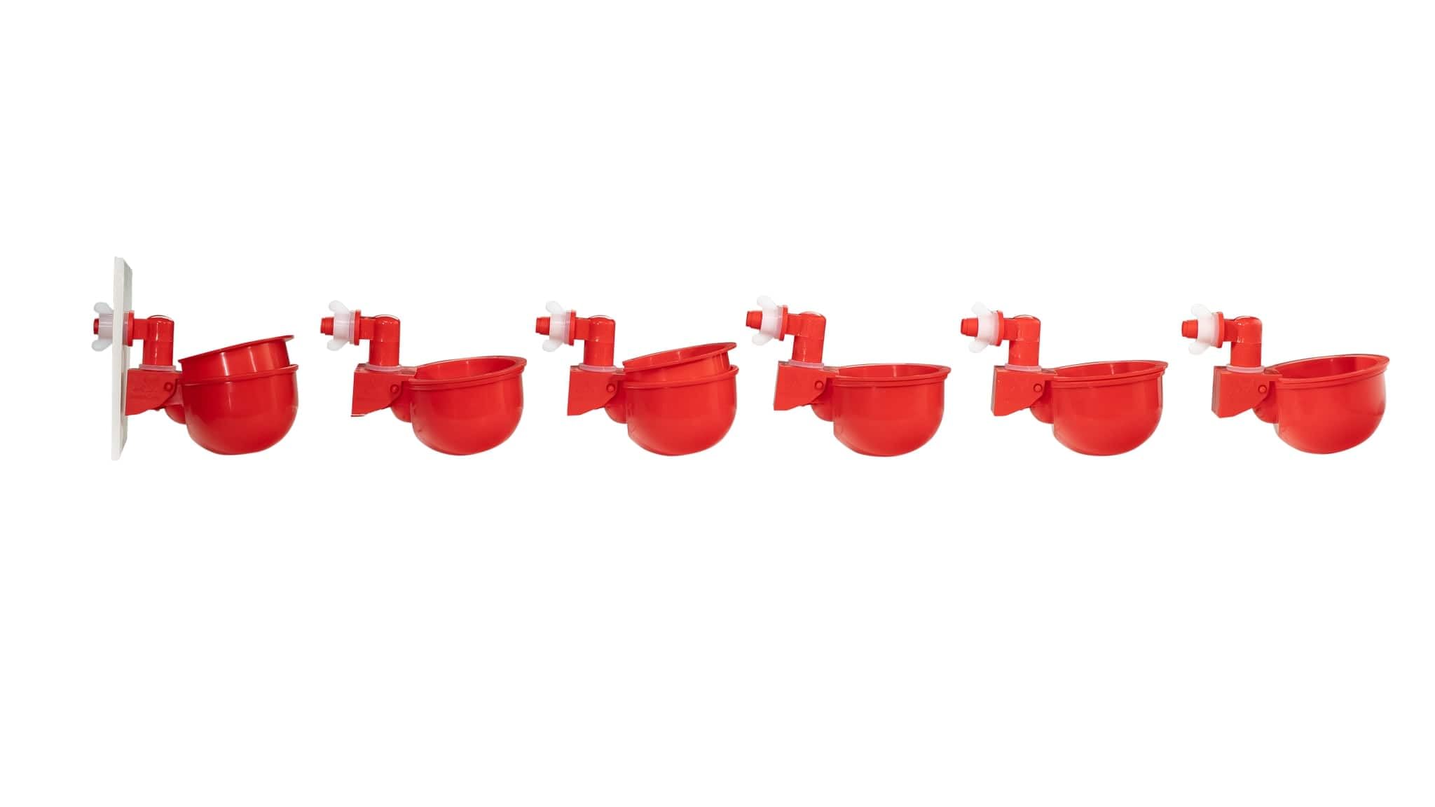Poultry Chicken Water Cup Waterer Kit - 6 Pack + 1 Free (7 Total) for Coop, Farm, Backyard & Outdoor Use