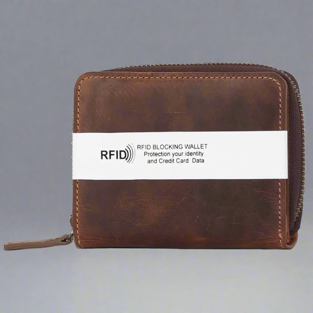 Premium MET Hunter Leather Zip Around Wallet for Men - RFID Blocking, Slim Bifold Design - Perfect for Travel, Business & Everyday Use
