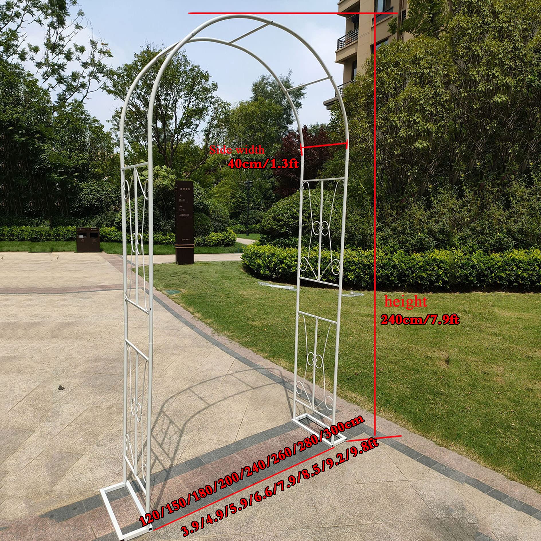Black & White Metal Garden Arbor Arch - Outdoor Wedding Archway Stand with Bases, Metal Pergola for Parties & Events - Easy Assembly (Perfect for Weddings, Backyard Decor, Garden Pathways)