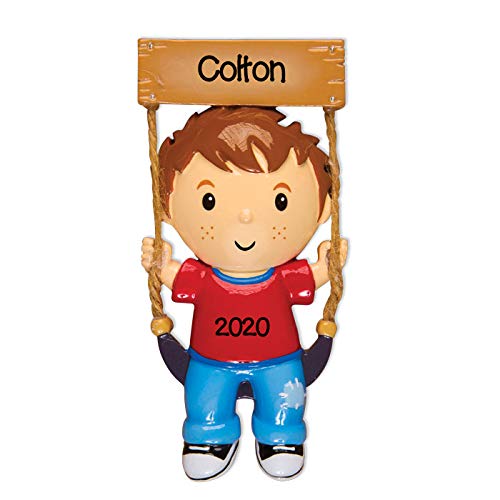 Personalized Boy on a Swing Christmas Ornament - Custom Grandson & Grandchild Keepsake - Perfect for Holiday Tree Decor, Gift for Grandparents & Family Memories