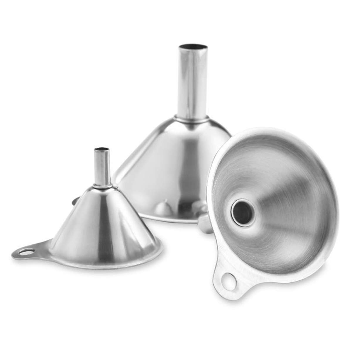 iFCOW 3-Piece Stainless Steel Kitchen Funnel Set - Food Grade Liquid & Dry Ingredient Funnels for Cooking, Baking, Canning & Meal Prep