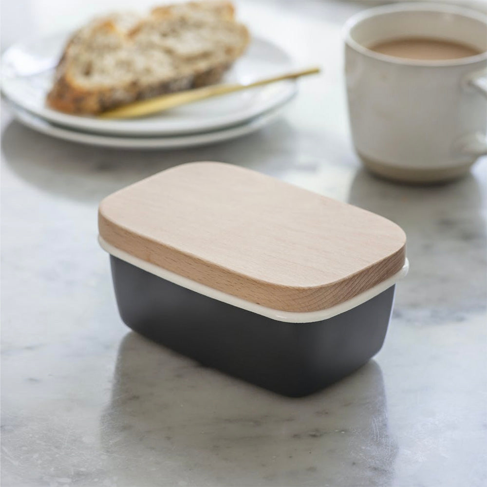 Premium Carbon Enamel Butter Dish with Lid - Airtight & Durable for Fresh Butter Storage - Perfect for Kitchen, Dining Table, and Picnic Use