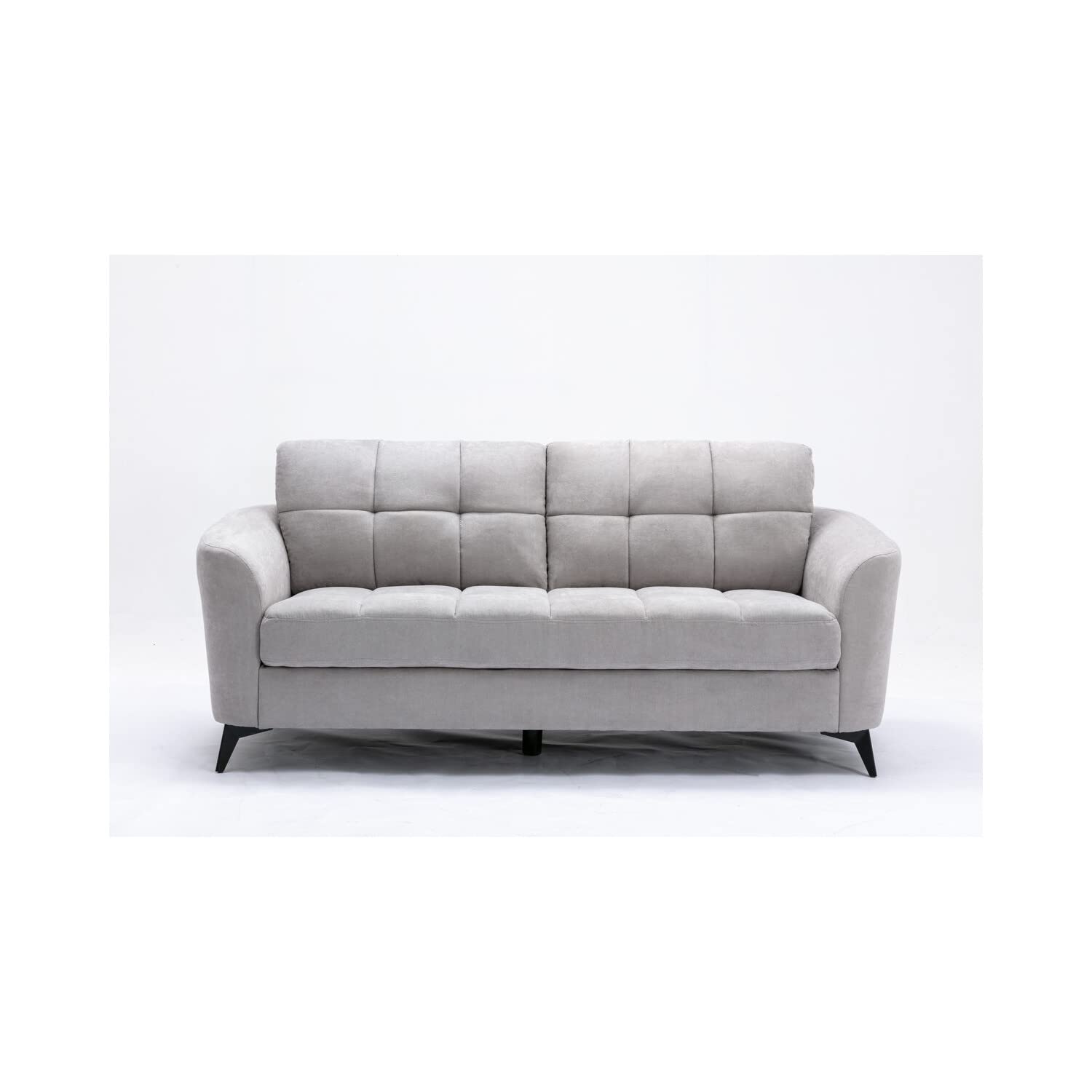 Lilola Home Callie Light Gray Velvet Fabric Sofa - Modern Velvet Couch for Living Room, Lounge & Apartment | Soft Comfortable Sectional Sofa for Home Decor