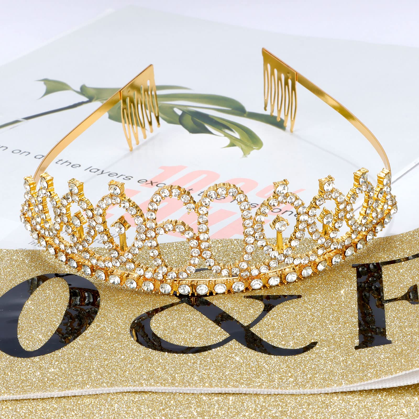 60th Birthday Sash & Tiara Set - Gold Rhinestone Crown for Women - 60th Birthday Party Decorations - Perfect for Milestone Celebrations, Photo Props & Special Occasions