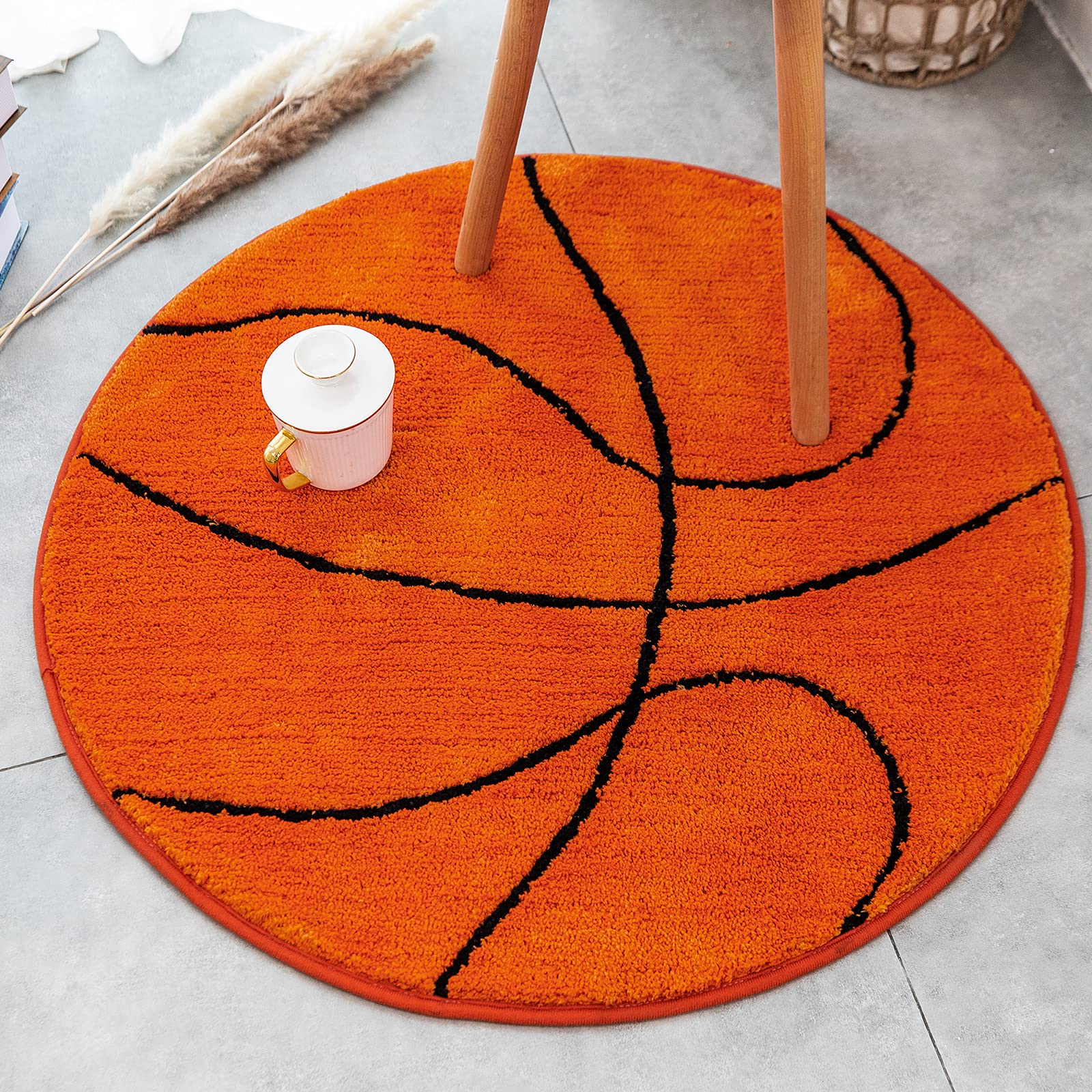 Fancytan Washable Non-Slip Soft Kids Play Mat - 80cm Basketball Design for Playroom, Nursery, Sofa Chair Cushion & Bedroom Decor | Perfect for Toddler Playtime, Learning Activities and Home Decoration