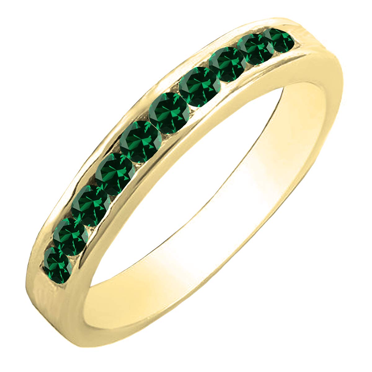 14K Gold Round Lab-Created Gemstone & Diamond Stackable Wedding Ring Band for Women – Elegant Bridal Jewelry for Engagement, Anniversary & Special Occasions
