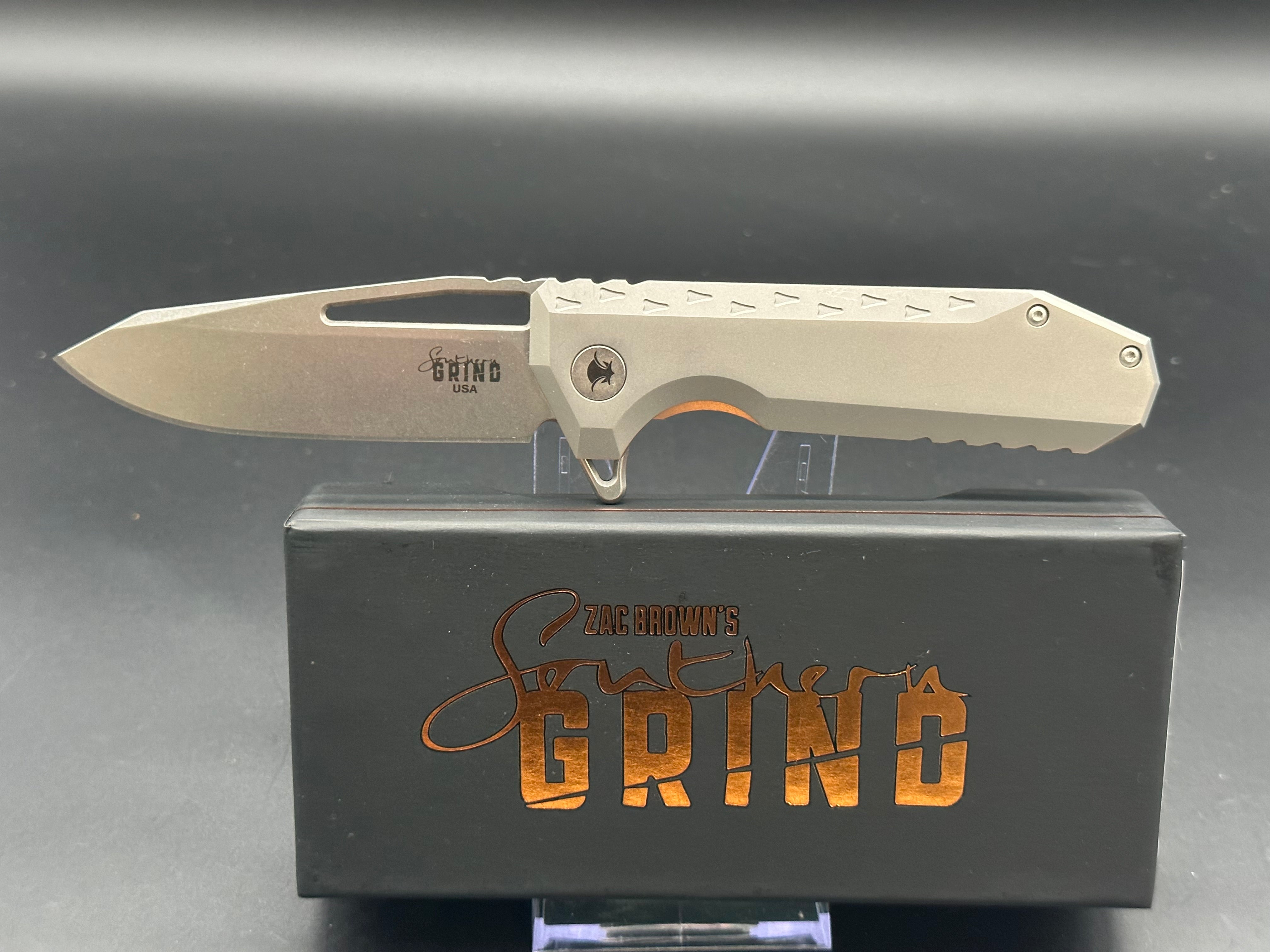 Southern Grind Penguin Folding Knife - S90V Steel Blade & Titanium Handle for EDC, Outdoor, and Survival Use