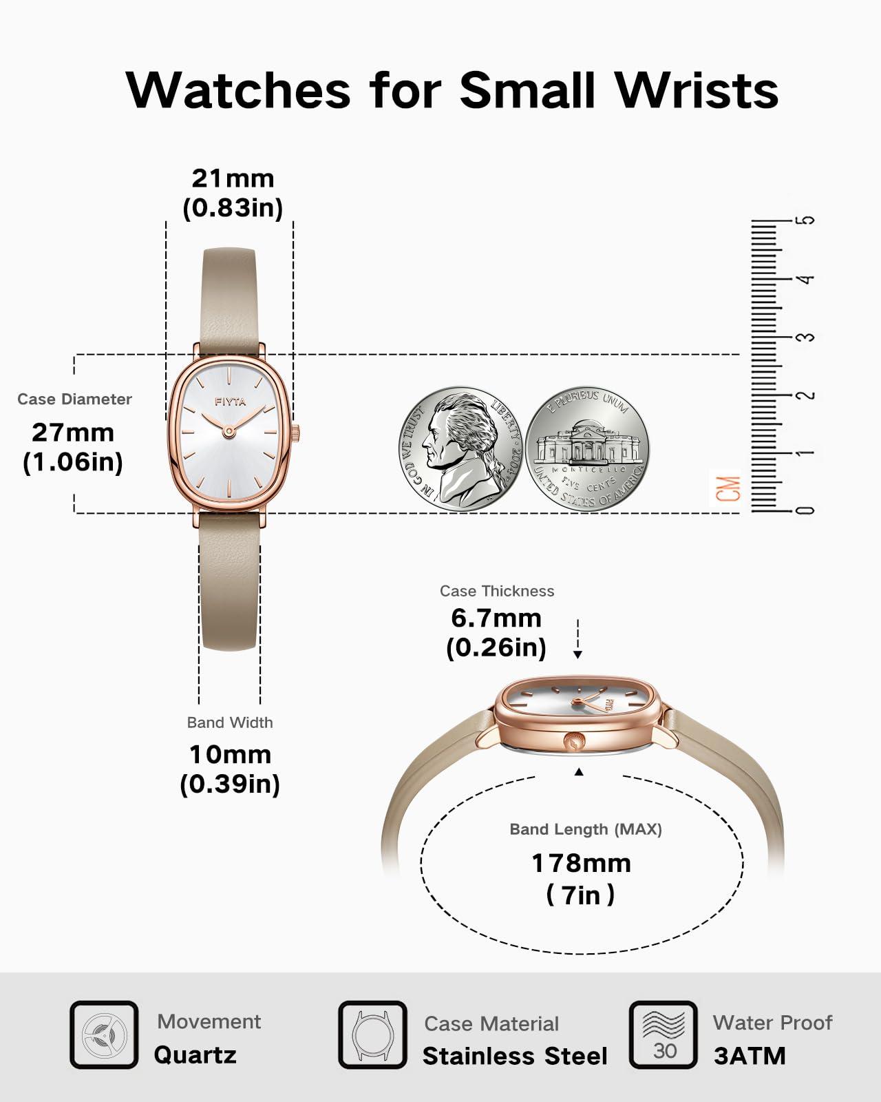 Elegant Cocoa Series Women's Classic Watch - 2-Hand Quartz Movement, 21mm Oval Case, 3ATM Water Resistance - Perfect Gift for Women, Mothers, Wives & Loved Ones | Ideal for Office, Date Night & Special Occasions