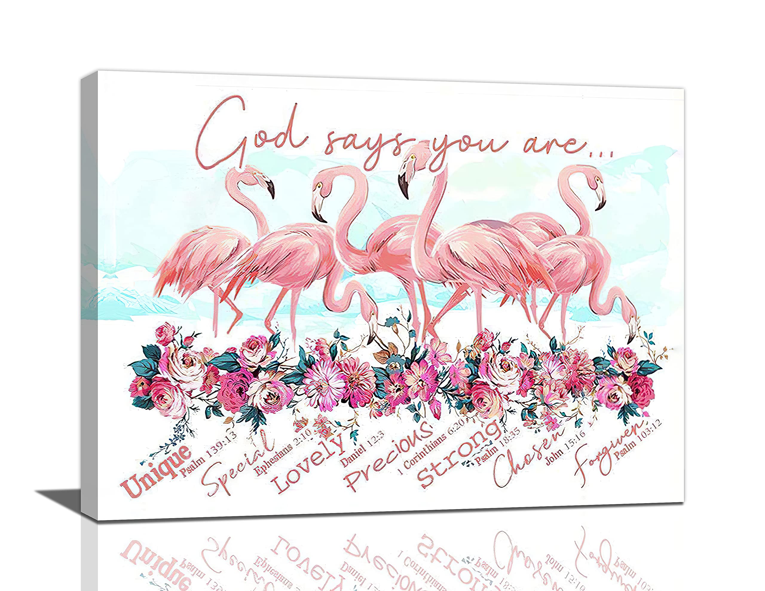 **Pink Flamingo Wall Art - Flamingo Bathroom Decor, Inspirational Canvas Painting Prints (16