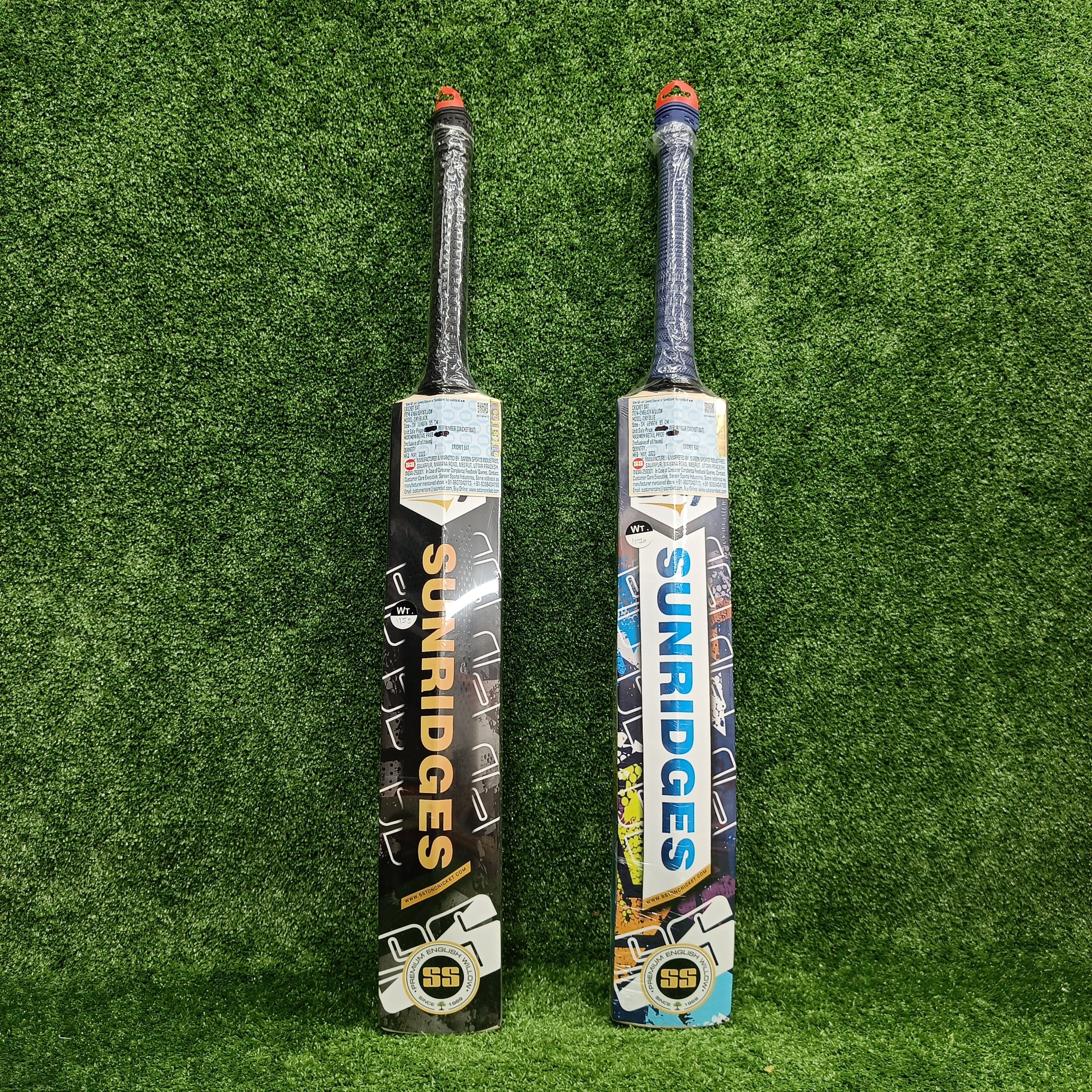 Premium SS Sky Black/Blue English Willow Cricket Bat - Professional Grade for Matches & Practice - Perfect for Outdoor Cricket Games & Training Sessions