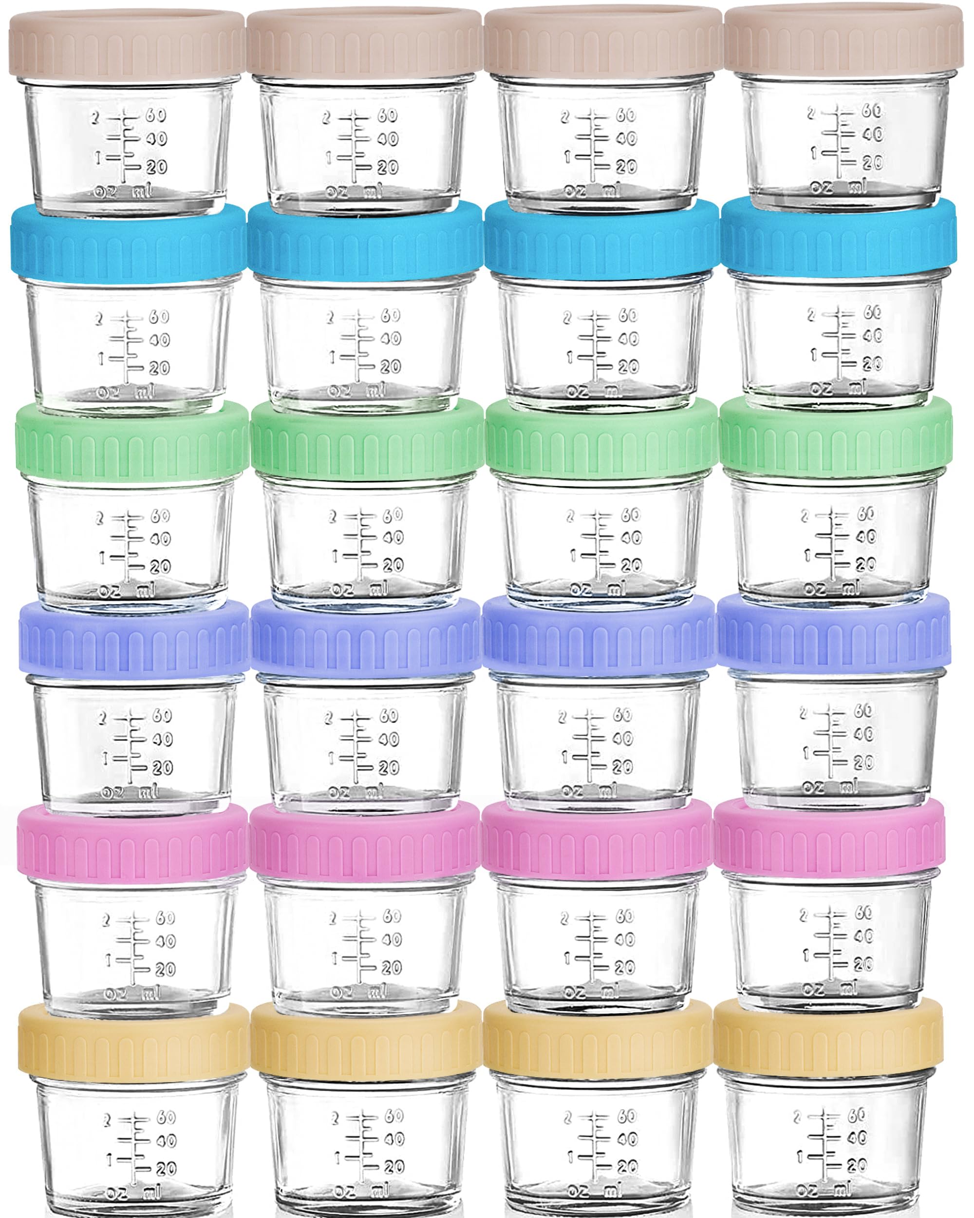 24-Pack 4 oz Glass Baby Food Storage Jars with Lids - Reusable Small Containers for Snacks, Puree & Breast Milk - Freezer, Fridge, Microwave & Dishwasher Safe - Perfect for Infant Meals, Daycare & On-the-Go Parenting