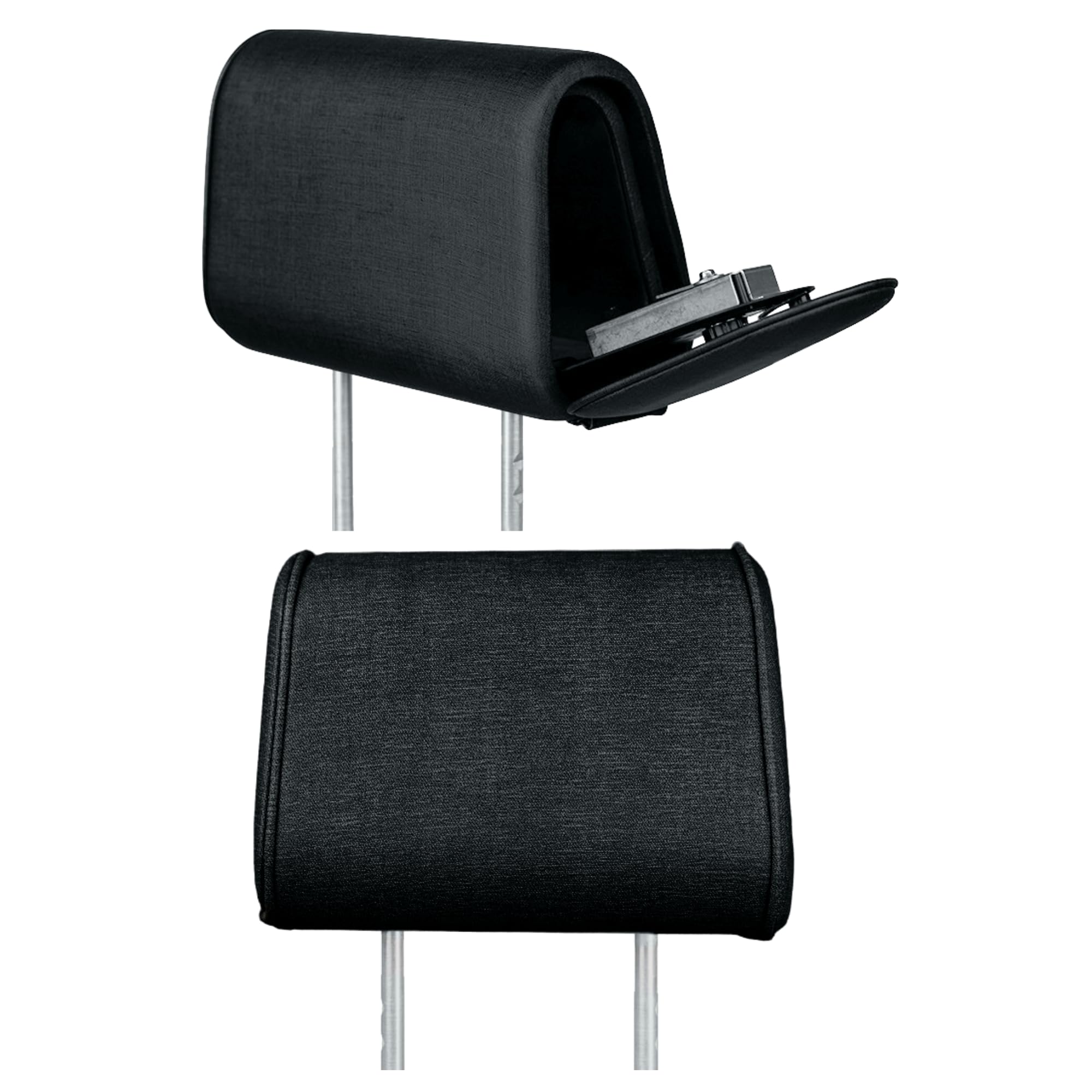 Premium Car Headrest Set - Charcoal Cloth Passenger Seat with Safety Lock & Driver Seat Companion Headrest | Enhanced Comfort for Long Drives & Road Trips