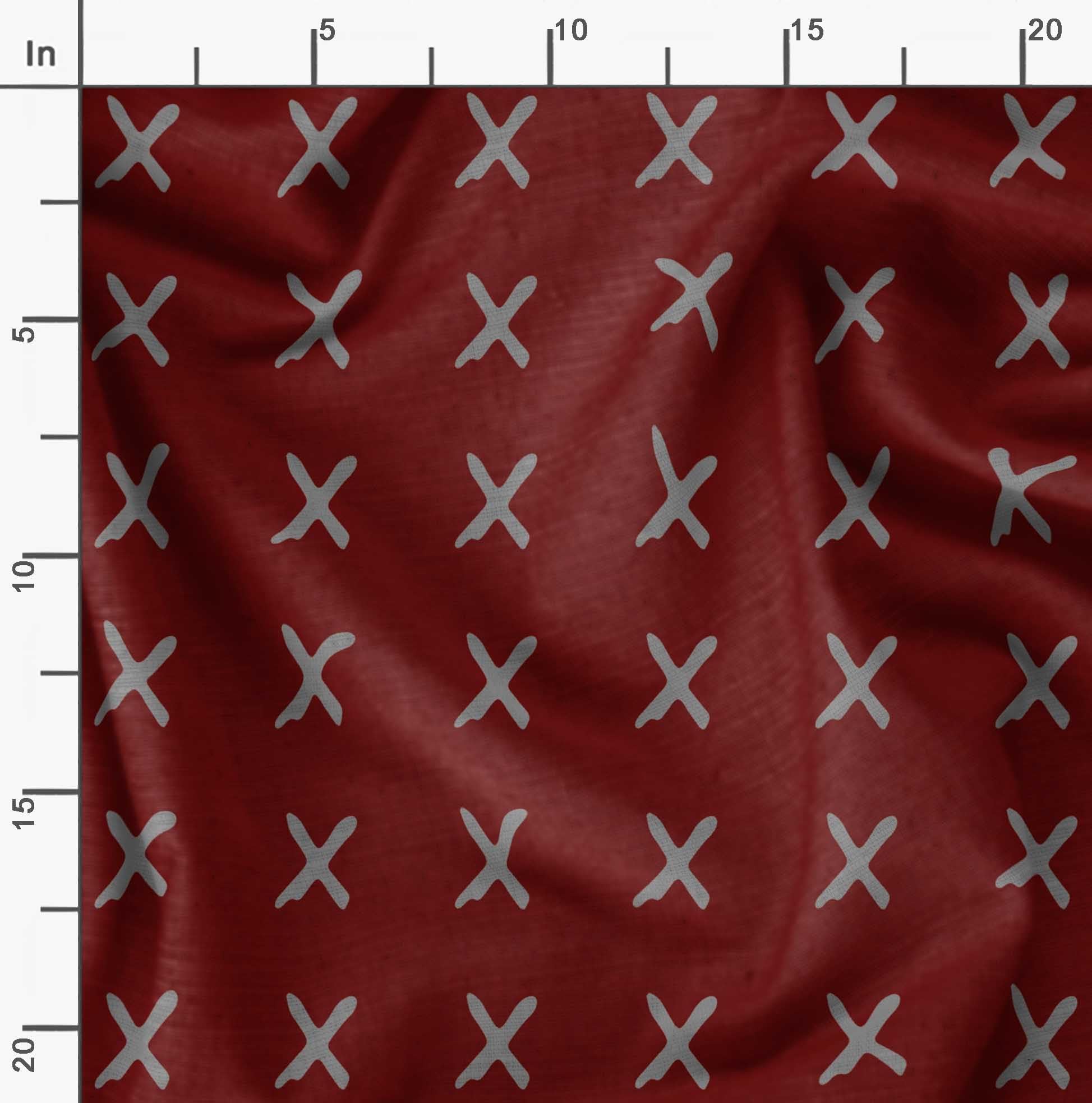 Soimoi Moss Georgette Red Fabric by The Yard - 42 Inch Wide Cross Geometric Printed Textile for Dresses, Scarves, Curtains & Home Decor | Fashion & DIY Crafting Material
