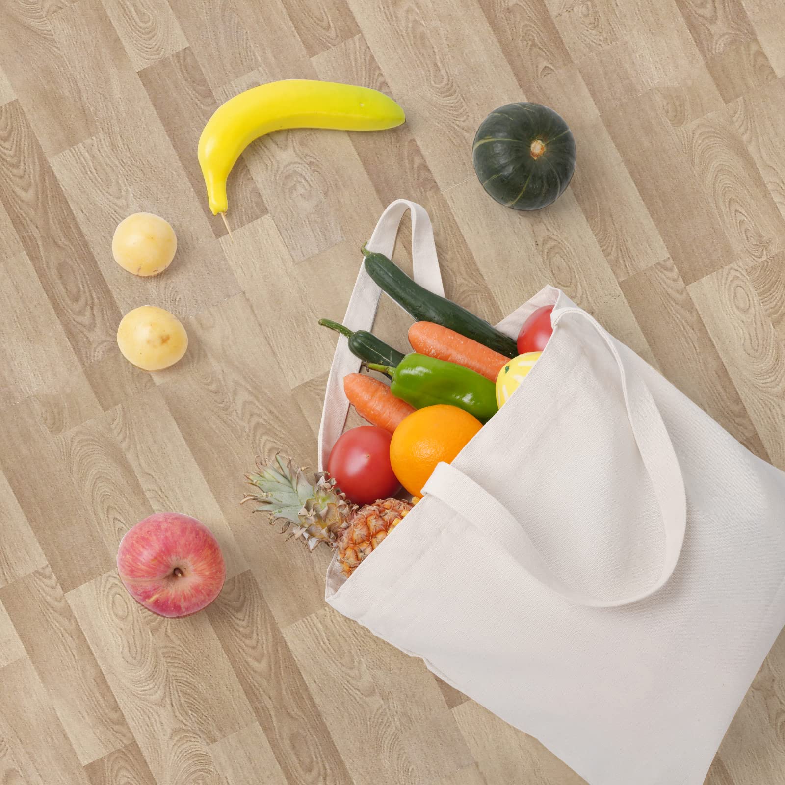 2Pcs Natural Cotton Canvas Tote Bags 15.7