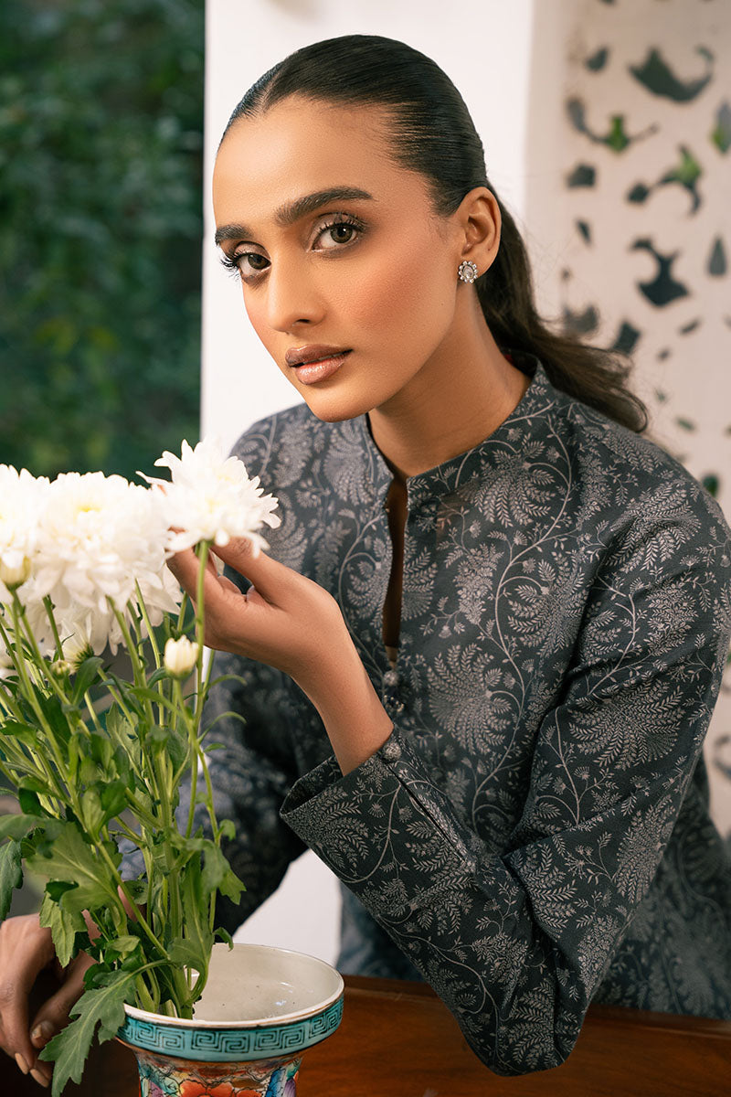 MOONLIT ECHOES 2-Piece Printed Khaddar Suit Set - Traditional Pakistani Cotton Outfit for Women | Perfect for Weddings, Parties & Cultural Events