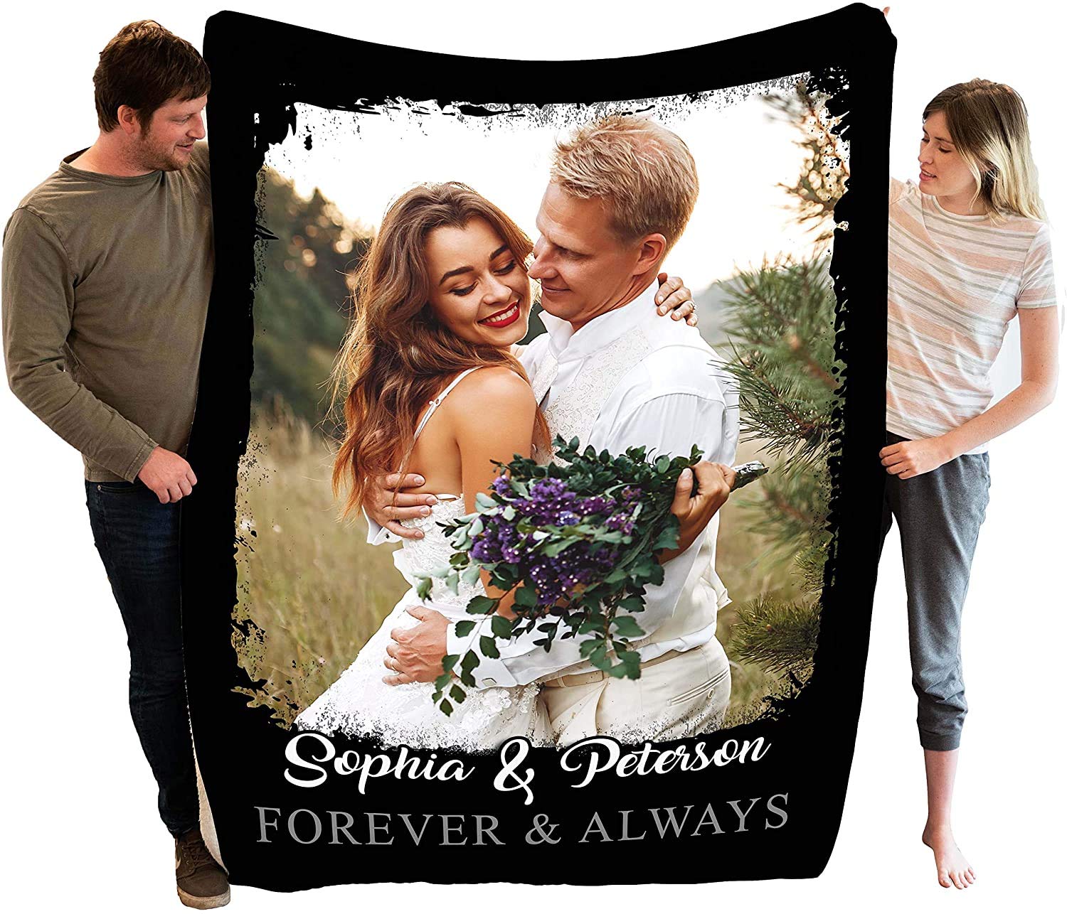 Custom Photo Blanket 60x80 Inches - Personalized Fleece Blanket with Your Picture, Premium Soft Cozy Throw for Couples, Anniversary & Valentine's Day Gifts - Perfect for Cuddling on Sofa, Bed or Outdoor Picnics
