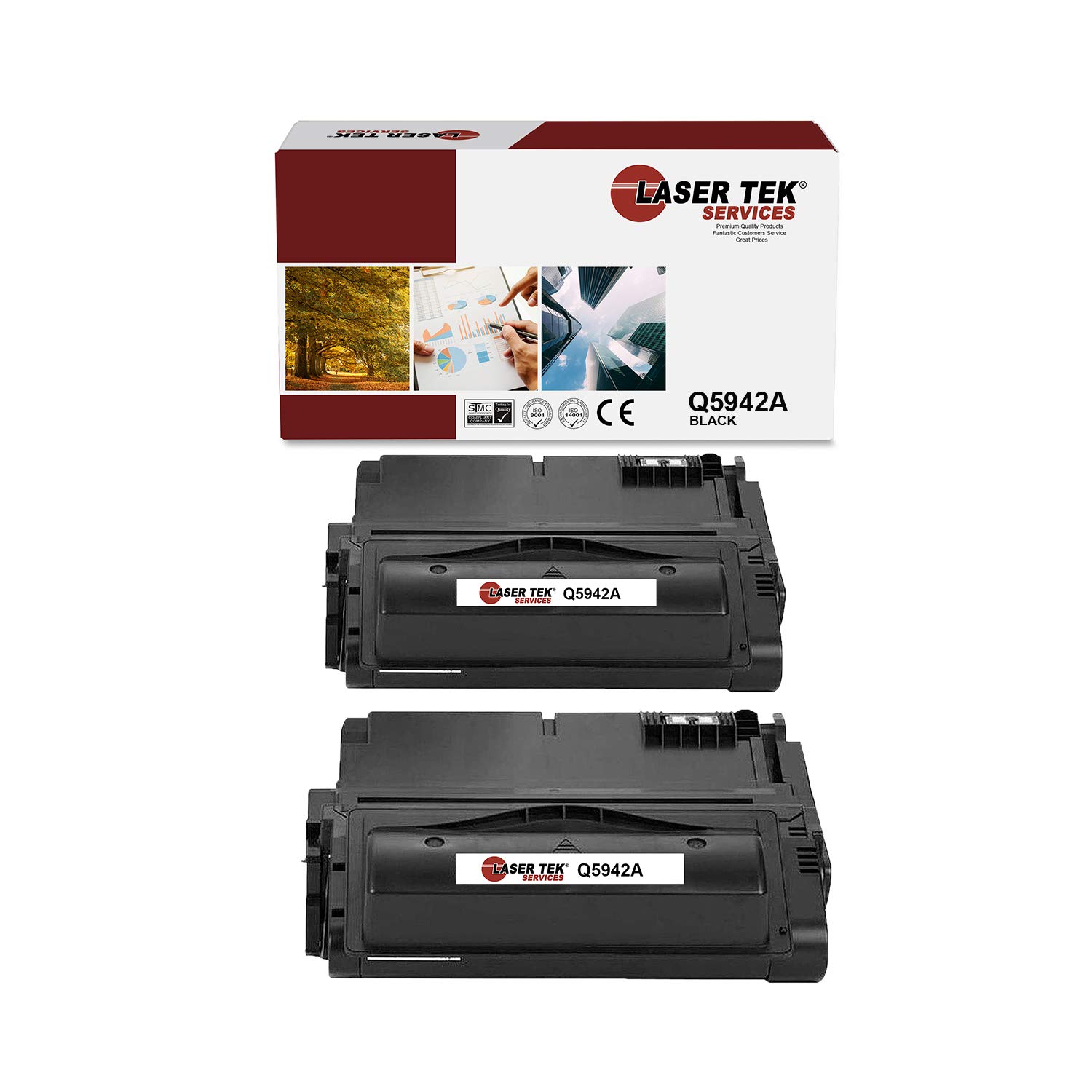 HP 42A Compatible Toner Cartridge (2-Pack) - Replacement for Q5942A, Works with HP LaserJet 4240/4240n/4250/4250dtn Printers | High-Yield 10,000 Pages | Ideal for Office & Home Printing Needs