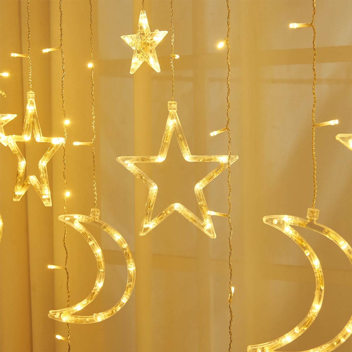138 LED Curtain String Lights with 8 Lighting Modes & Timer - Remote Control USB Powered Dimmable Fairy Lights for Window, Wall, Bedroom, Wedding, Party & Outdoor Decor