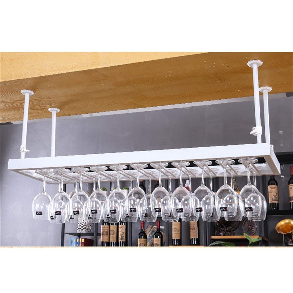 Metal Wine Rack with Glass Holder - Ceiling Mounted Wine Storage Organizer for Kitchen, Bar or Dining Room - Floating Shelf Cup Display for Wine Bottles & Glasses